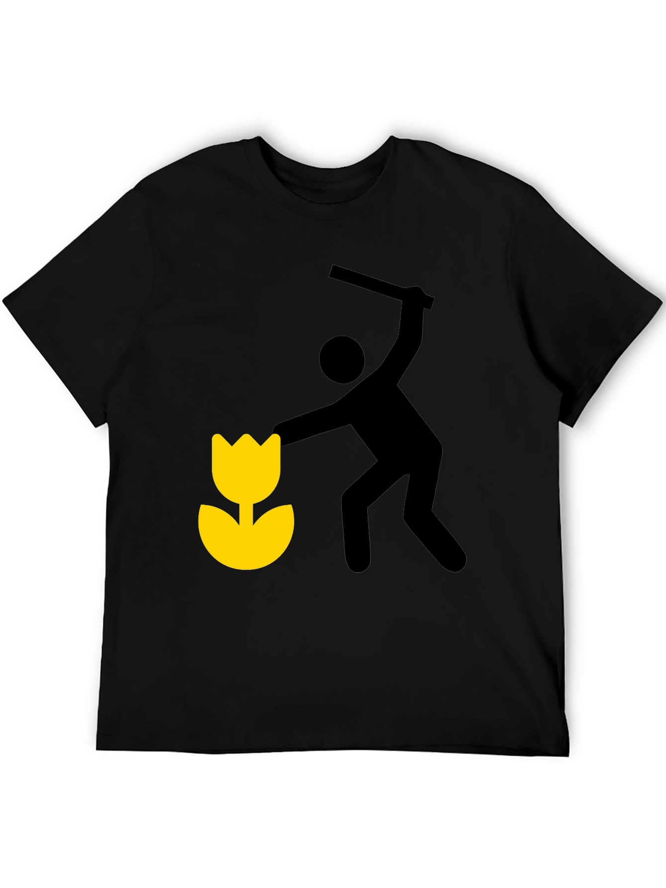 Whimsical Graphic Tee: Man Shattering Flower