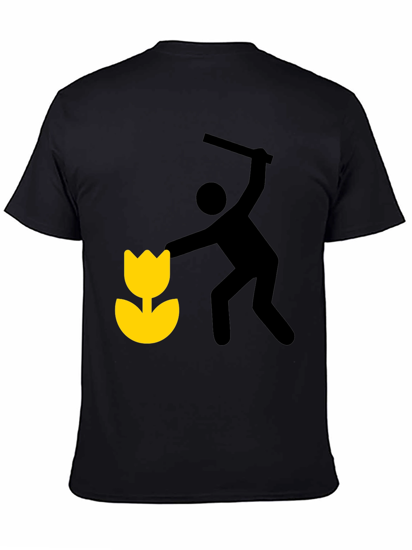 Whimsical Graphic Tee: Man Shattering Flower