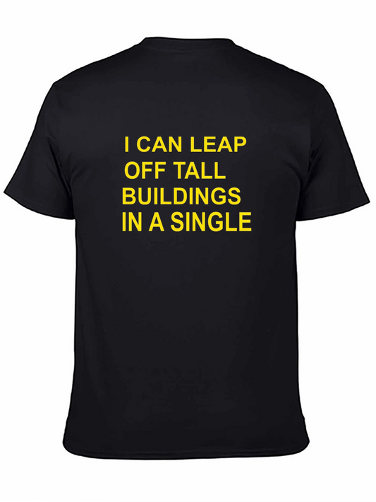 Humorous Leap Buildings Black T-Shirt