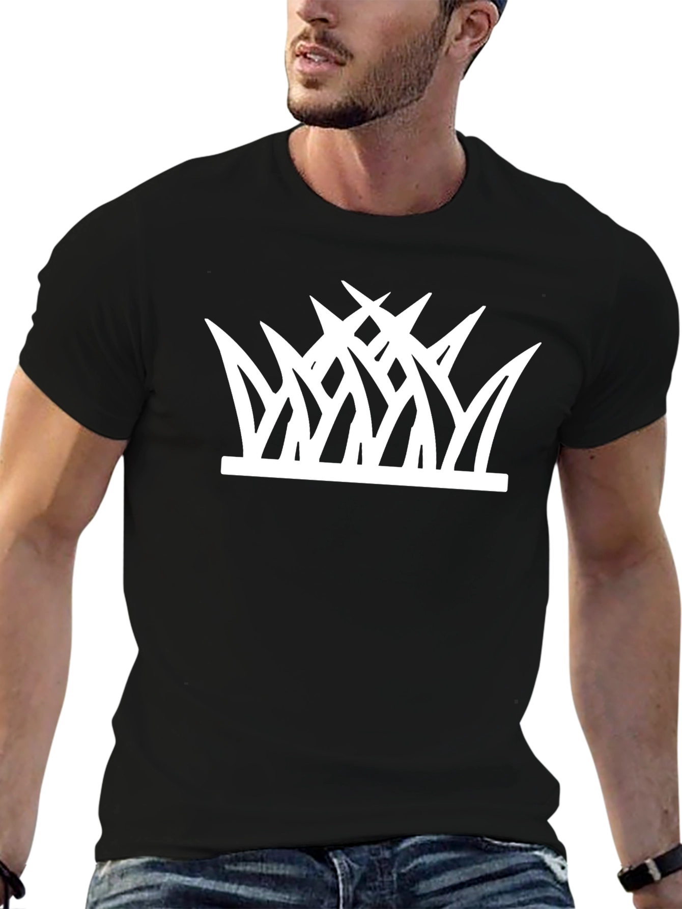 Grass Graphic Tee - Black Cotton Casual