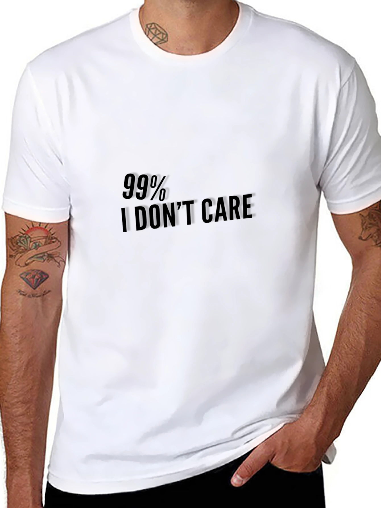 Mens Black T-Shirt - 99% I Dont Care Slogan