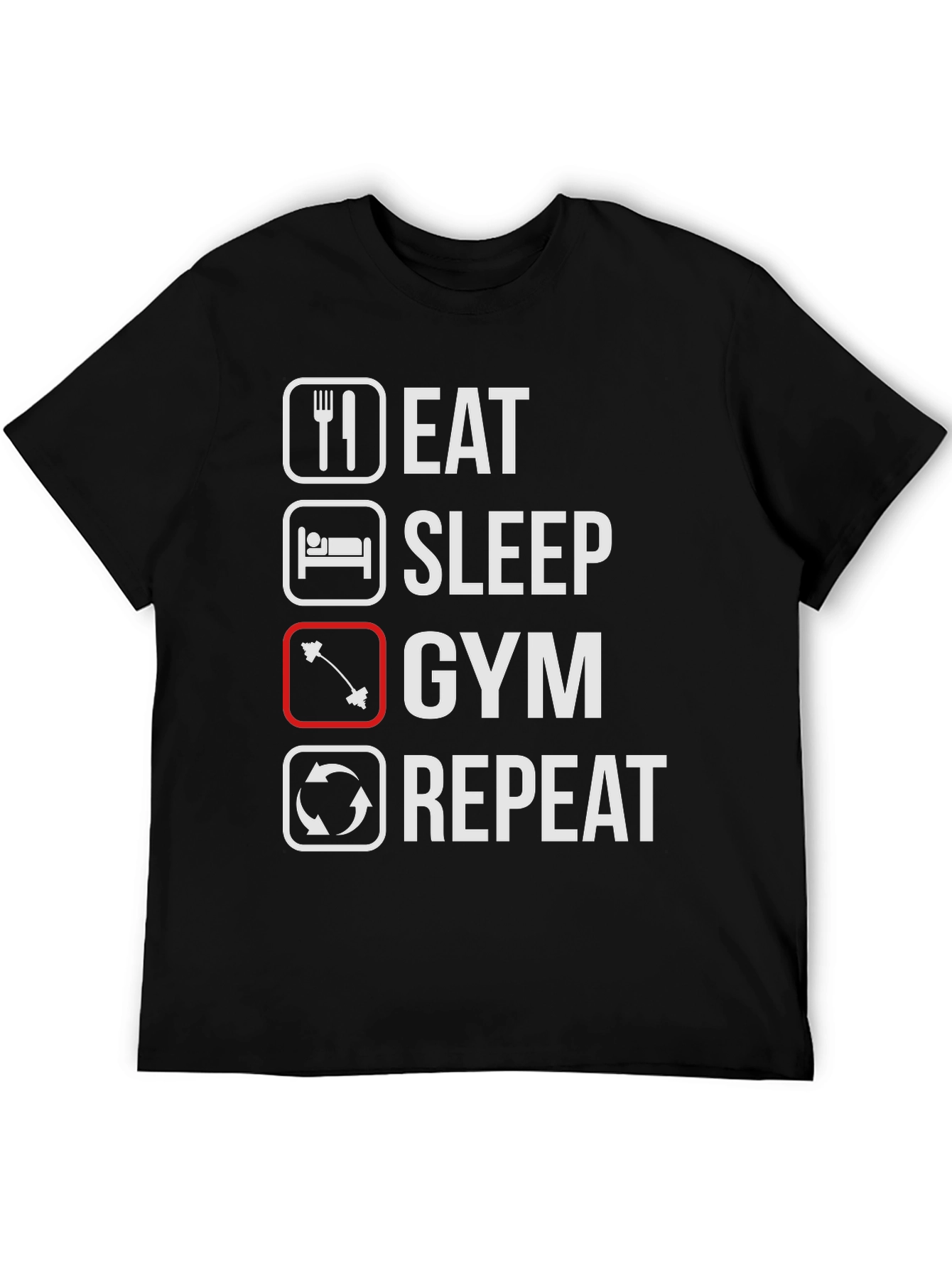 Eat Sleep Gym Repeat Black T-Shirt