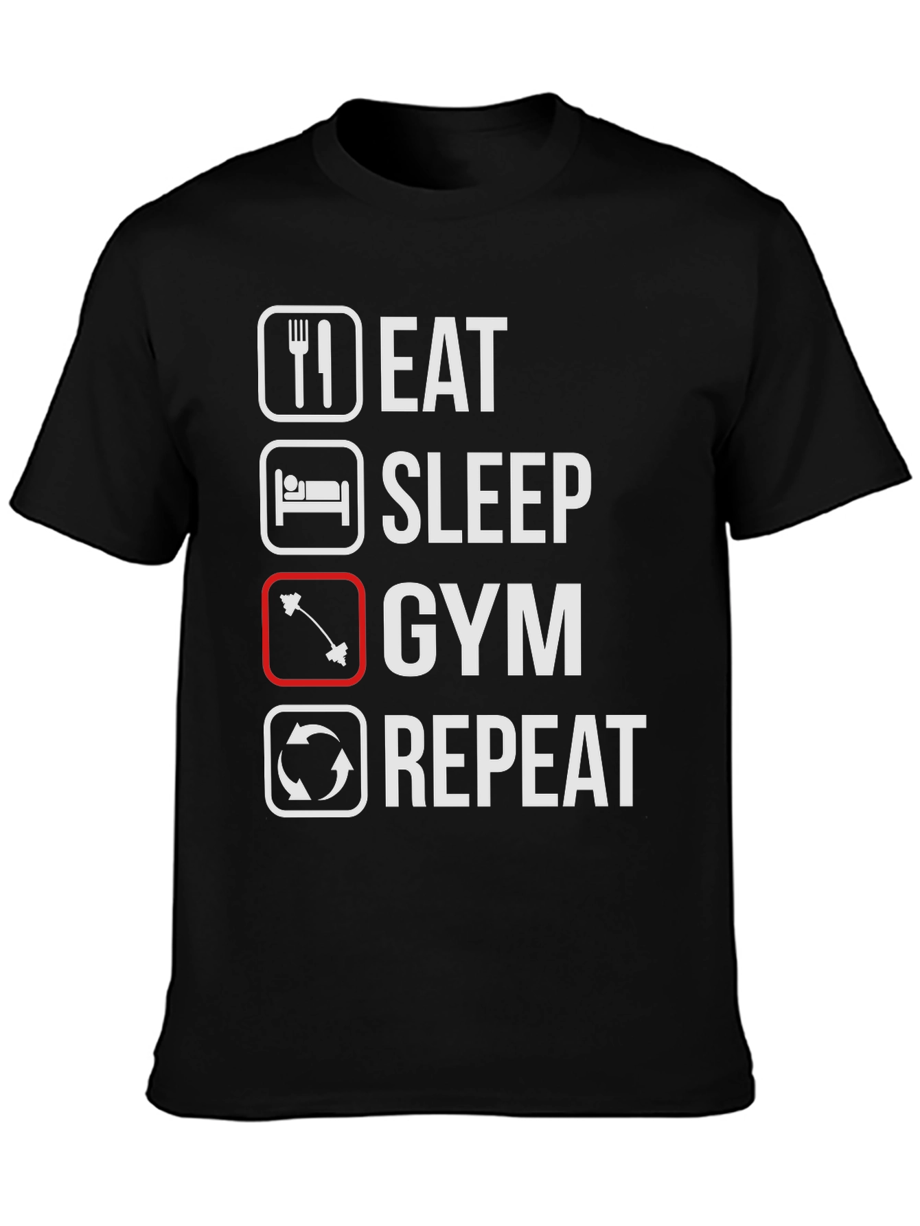 Eat Sleep Gym Repeat Black T-Shirt