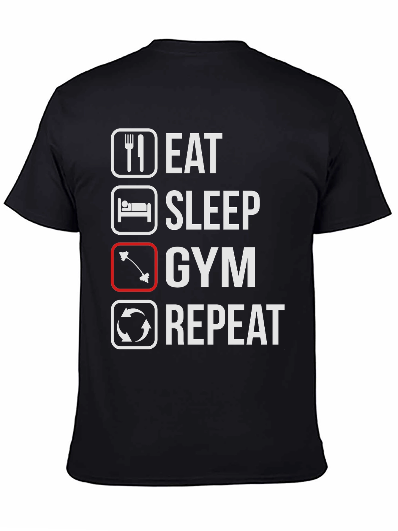 Eat Sleep Gym Repeat Black T-Shirt