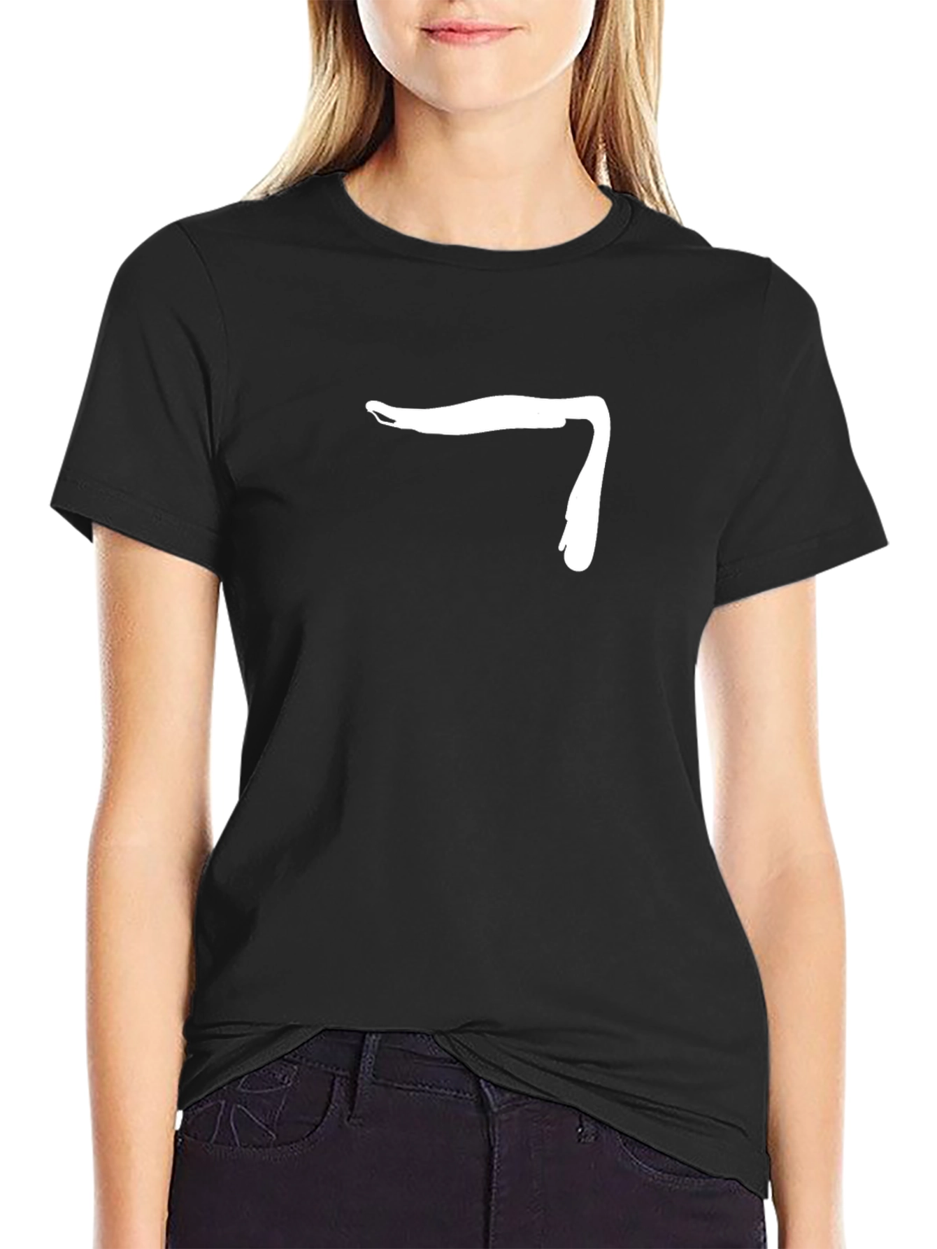 Minimalist White Graphic Print Black T-Shirt
