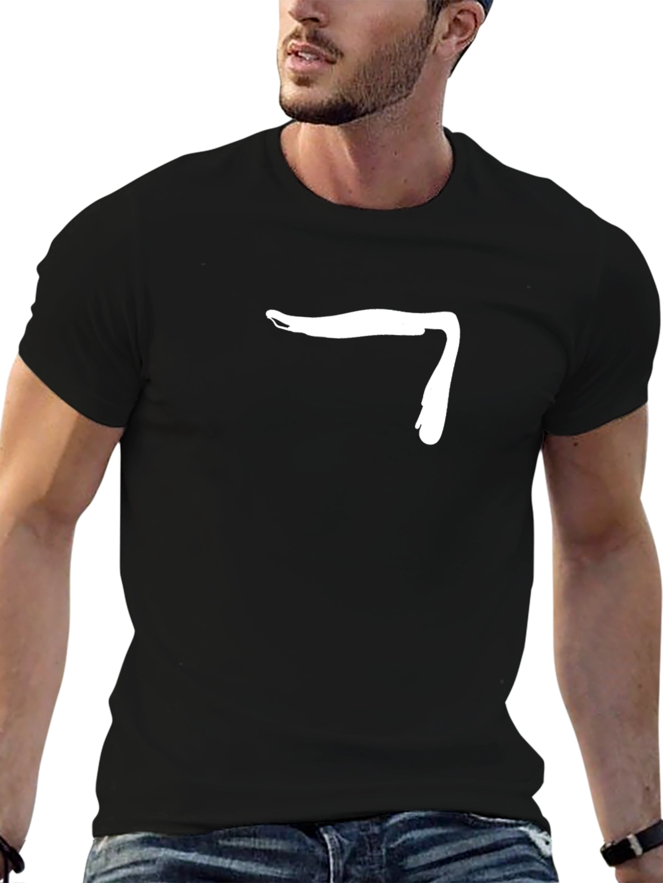 Minimalist White Graphic Print Black T-Shirt