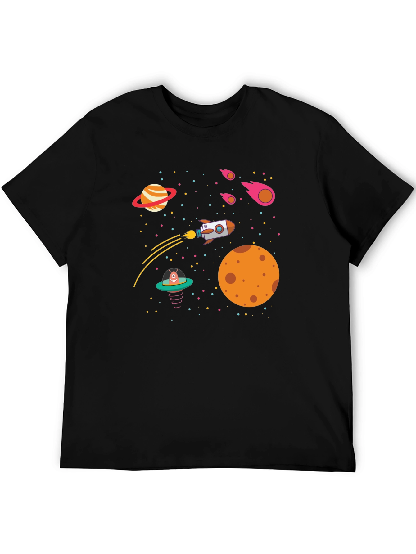 Space Adventure T-Shirt - Rocket Planets UFO Design