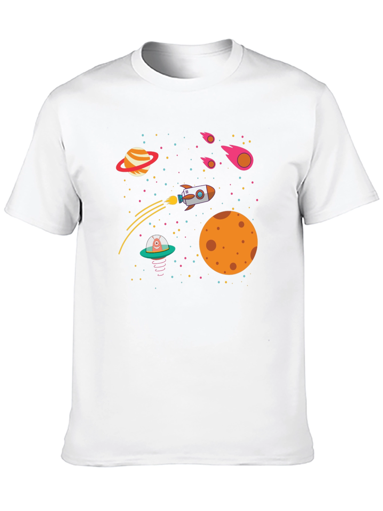 Space Adventure T-Shirt - Rocket Planets UFO Design