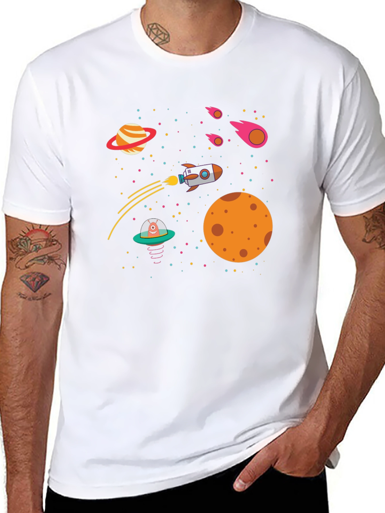 Space Adventure T-Shirt - Rocket Planets UFO Design