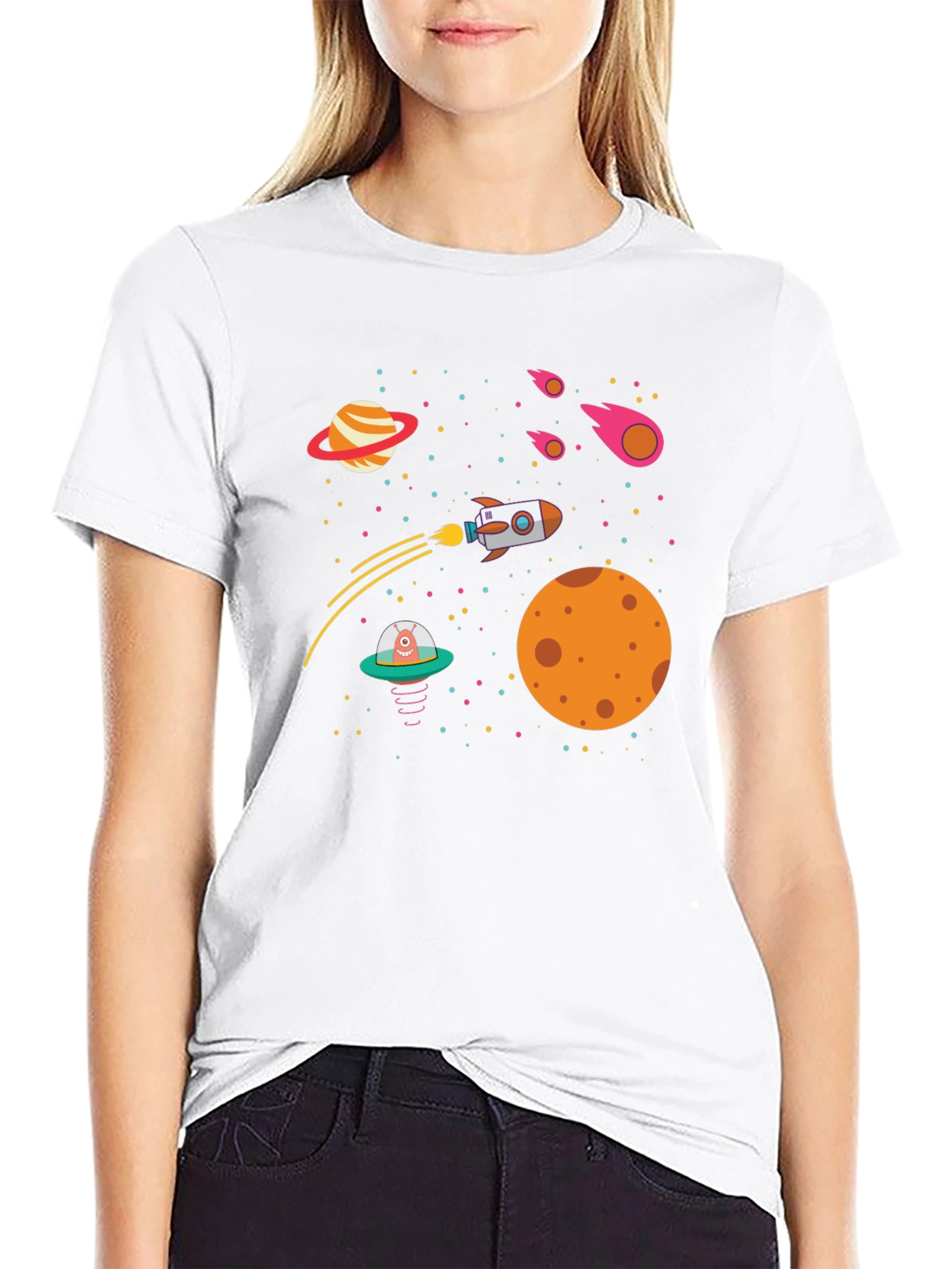 Space Adventure T-Shirt - Rocket Planets UFO Design