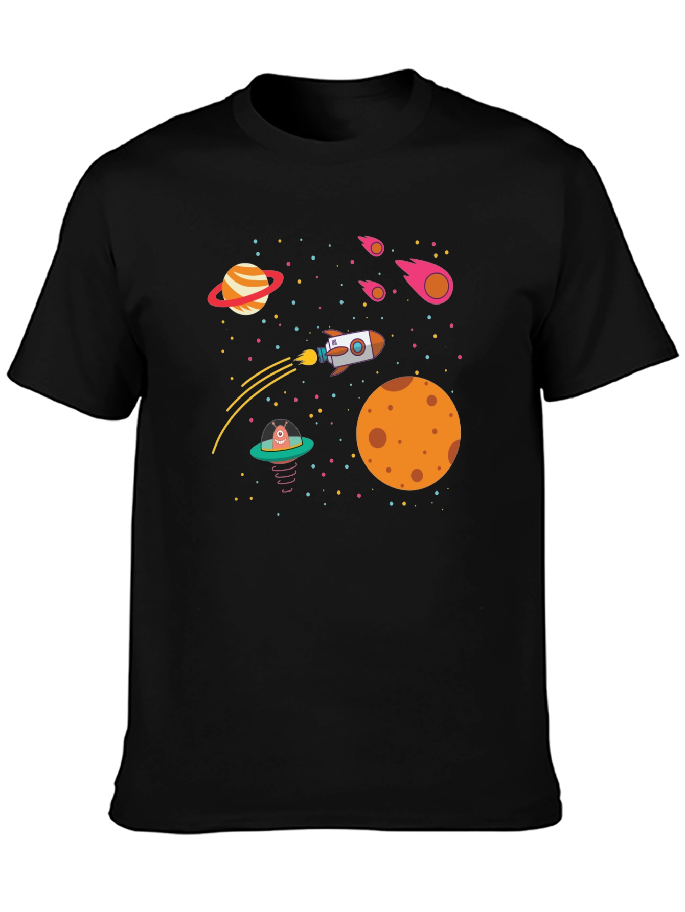 Space Adventure T-Shirt - Rocket Planets UFO Design