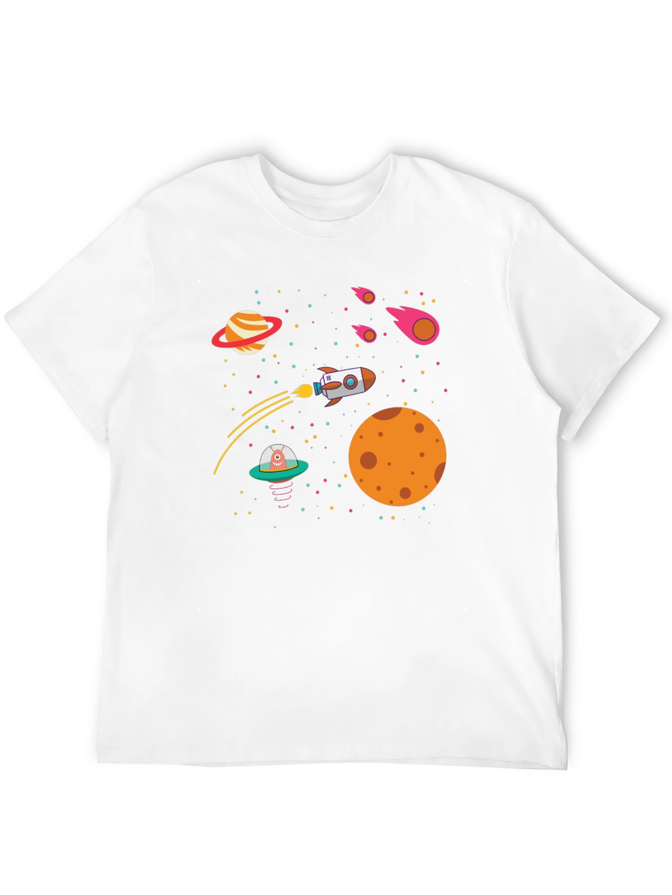 Space Adventure T-Shirt - Rocket Planets UFO Design