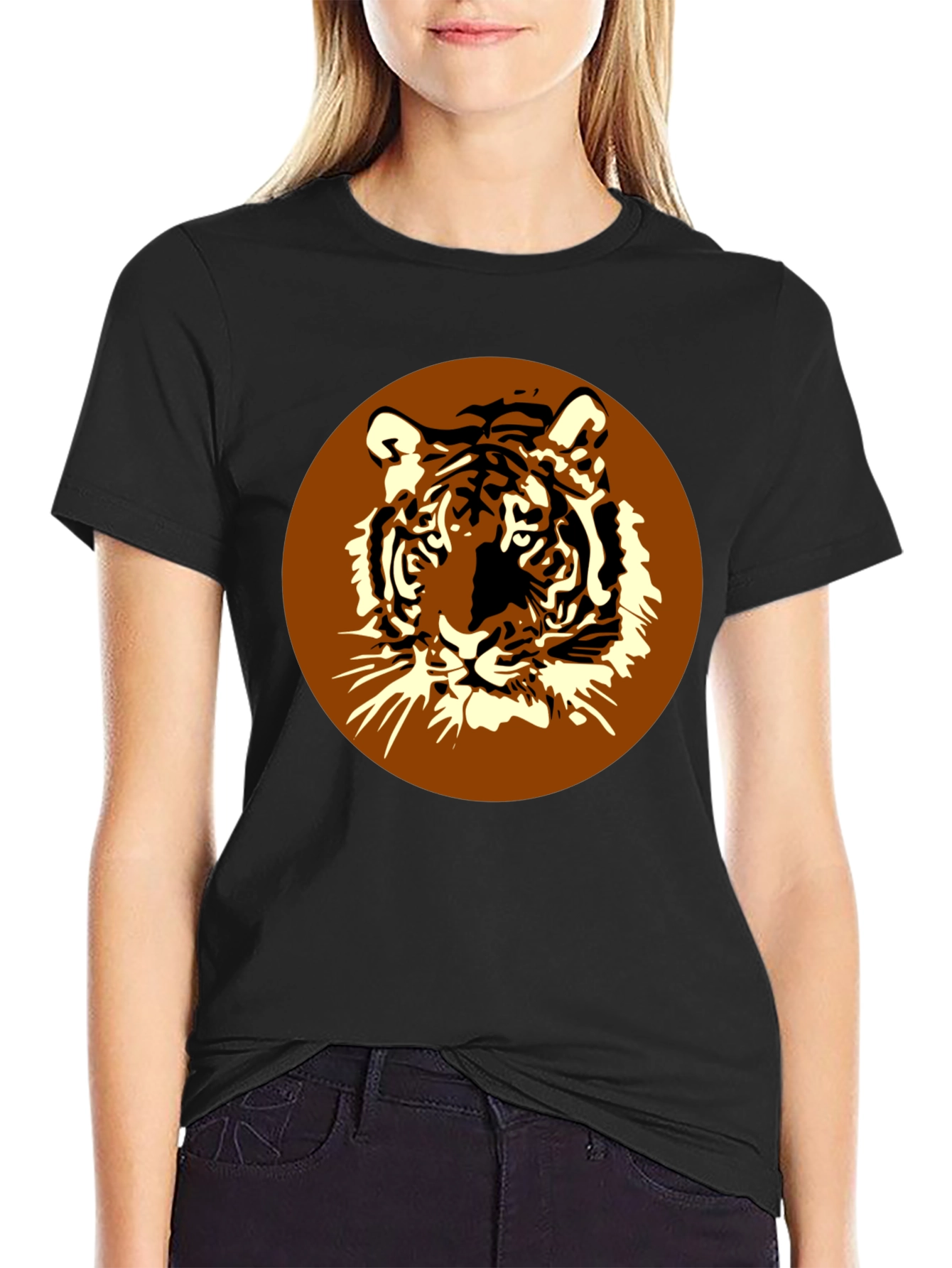 Tiger Graphic Black T-Shirt - Classic Crew Neck