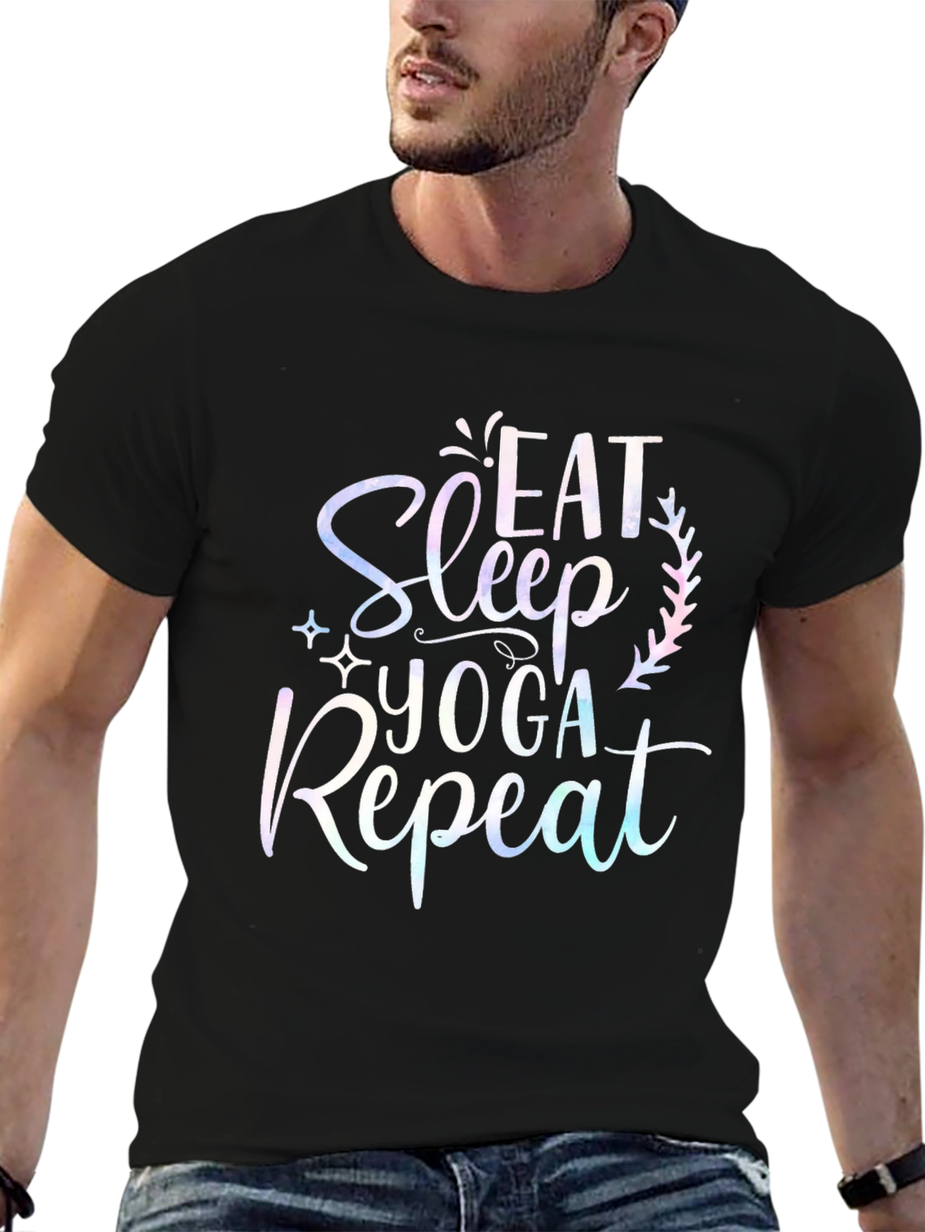 Eat Sleep Yoga Repeat Black T-Shirt