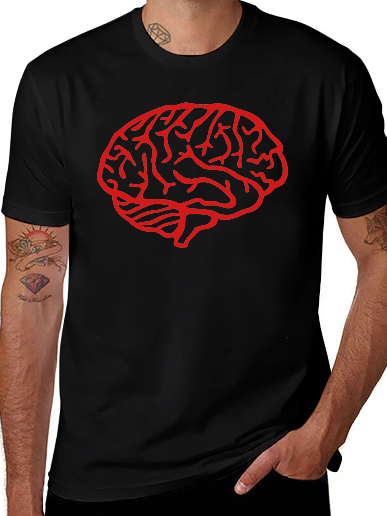 Brain Graphic Tee - Black Cotton T-Shirt