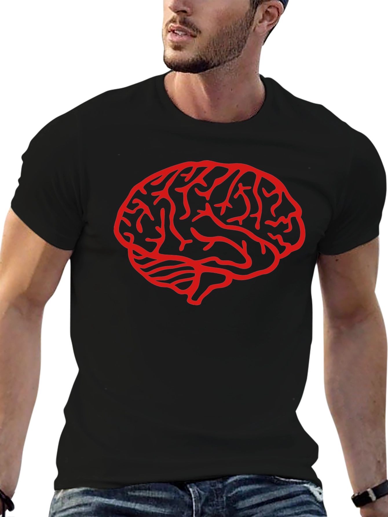 Brain Graphic Tee - Black Cotton T-Shirt
