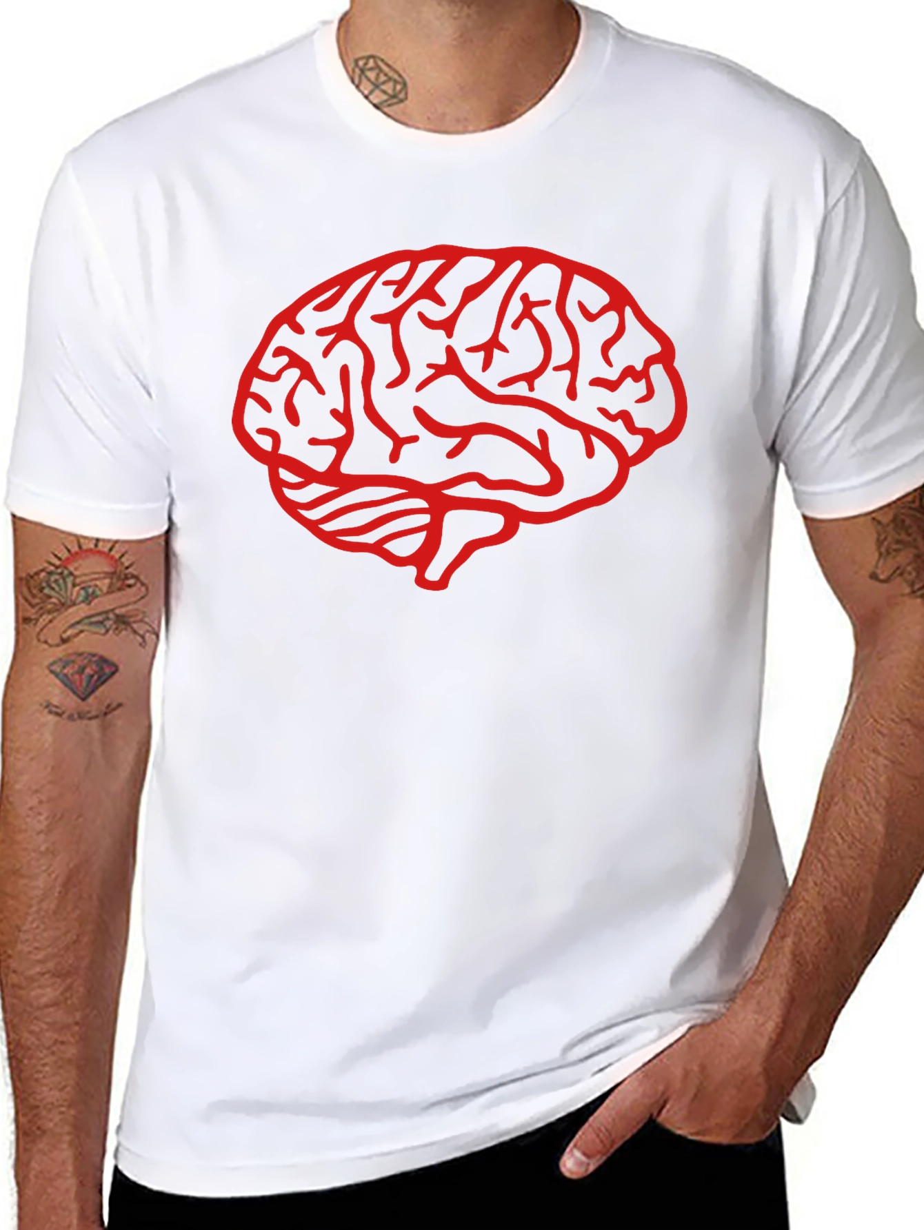 Brain Graphic Tee - Black Cotton T-Shirt
