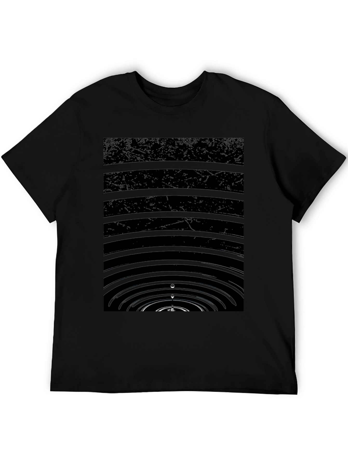 Abstract Water Ripple Graphic Black T-Shirt