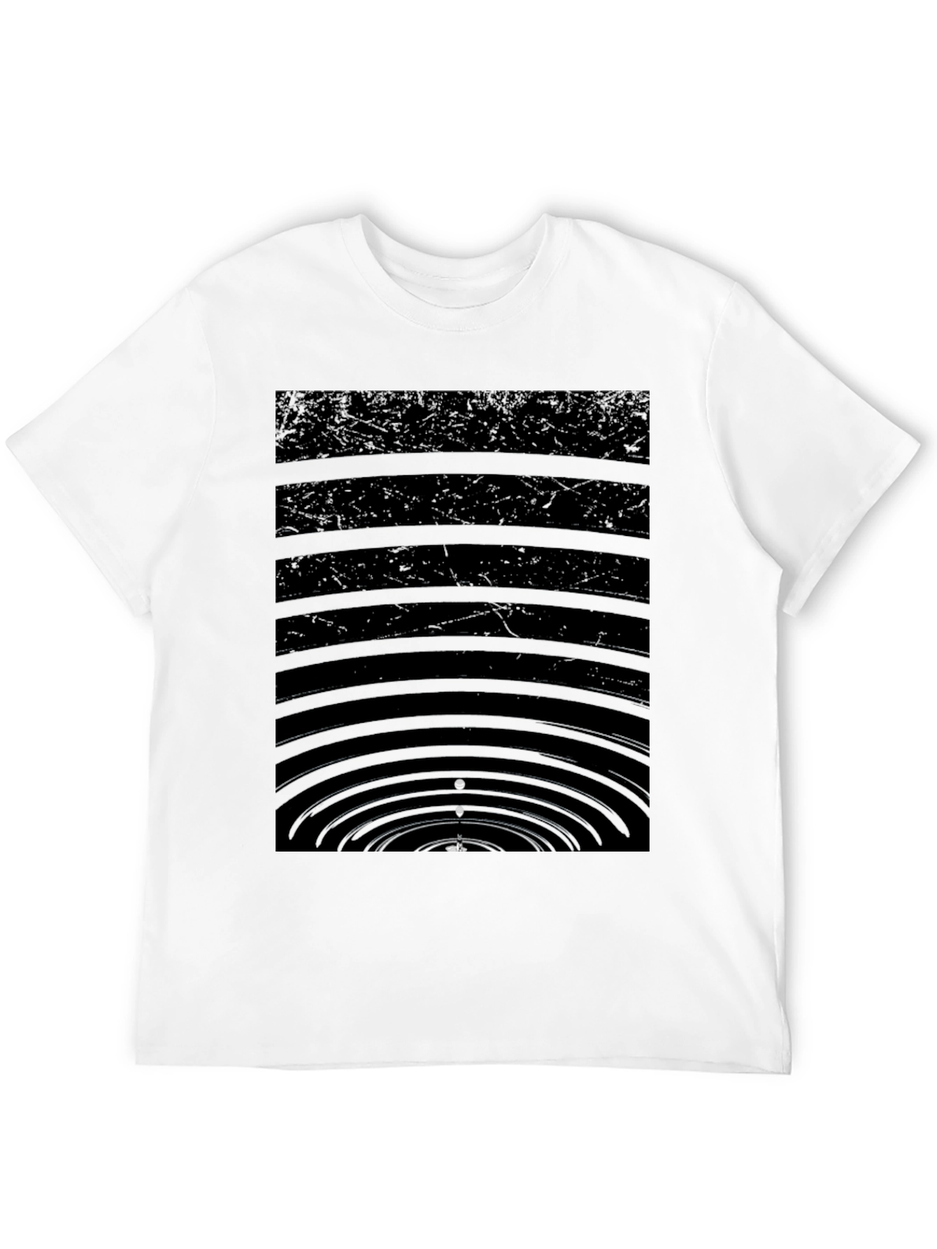 Abstract Water Ripple Graphic Black T-Shirt