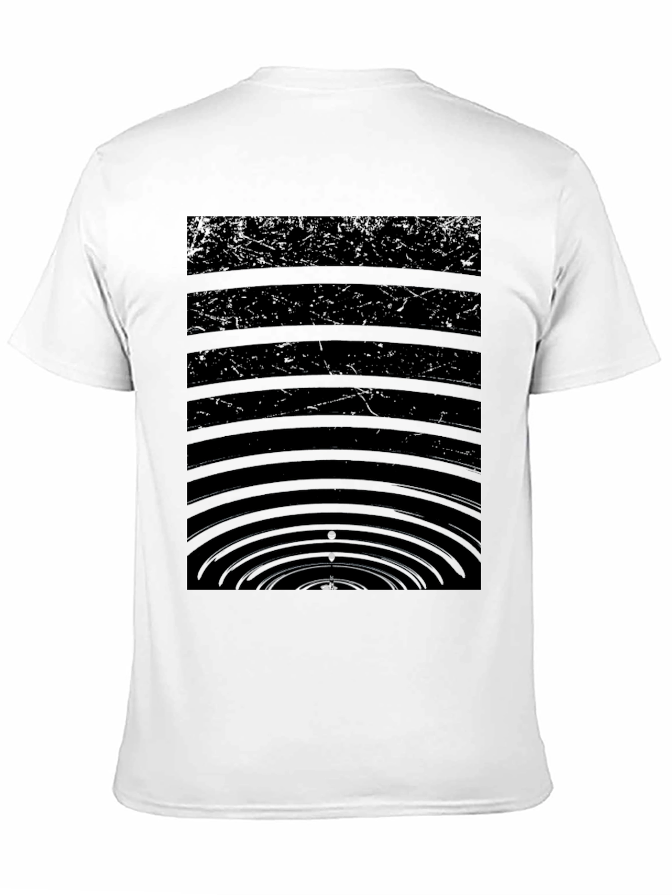 Abstract Water Ripple Graphic Black T-Shirt