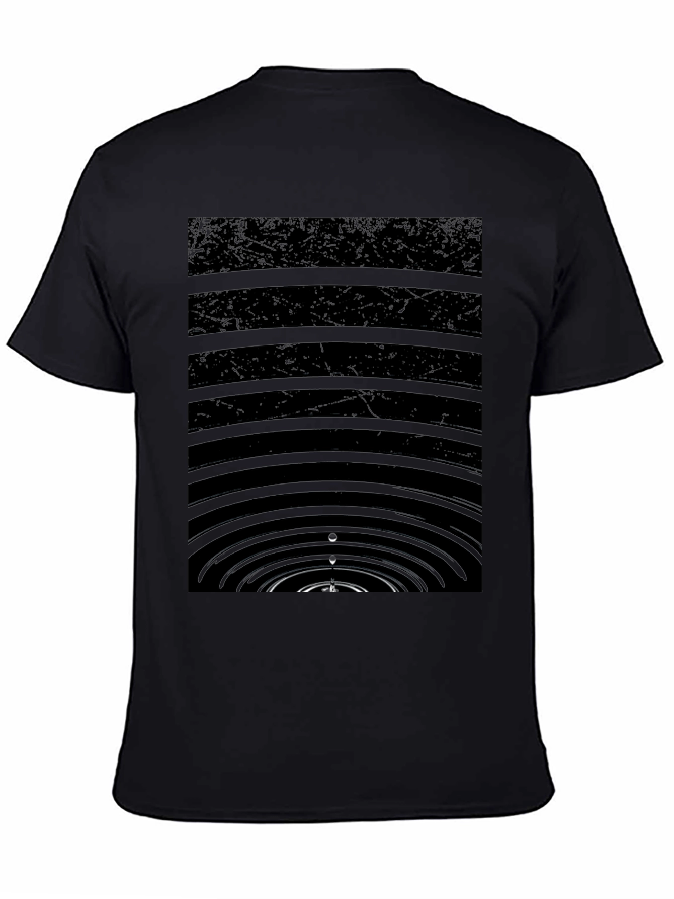 Abstract Water Ripple Graphic Black T-Shirt