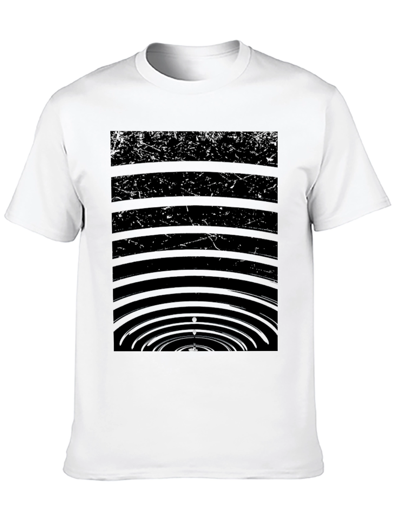 Abstract Water Ripple Graphic Black T-Shirt