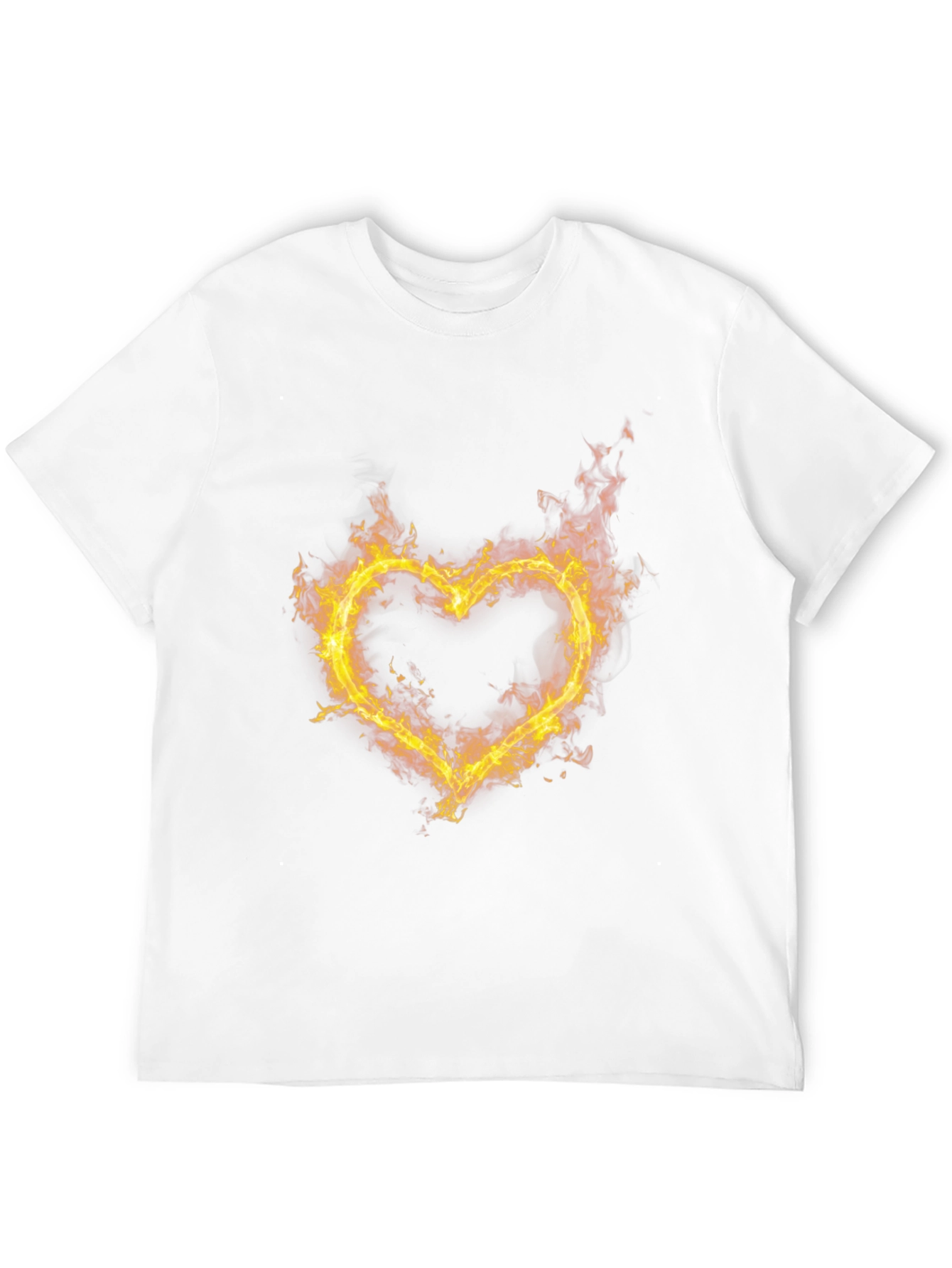 Fiery Heart Graphic Tee - Black Cotton T-Shirt