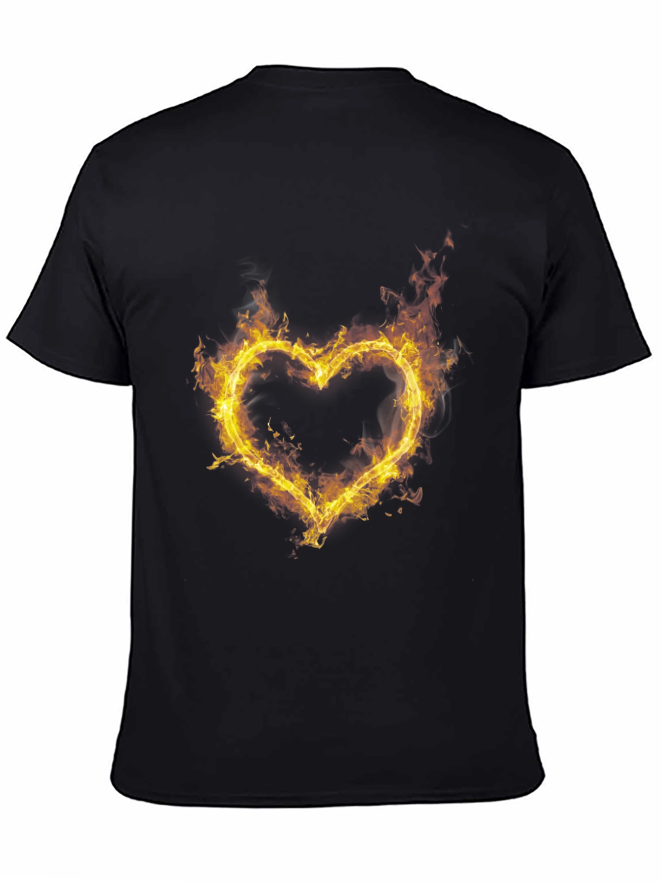 Fiery Heart Graphic Tee - Black Cotton T-Shirt