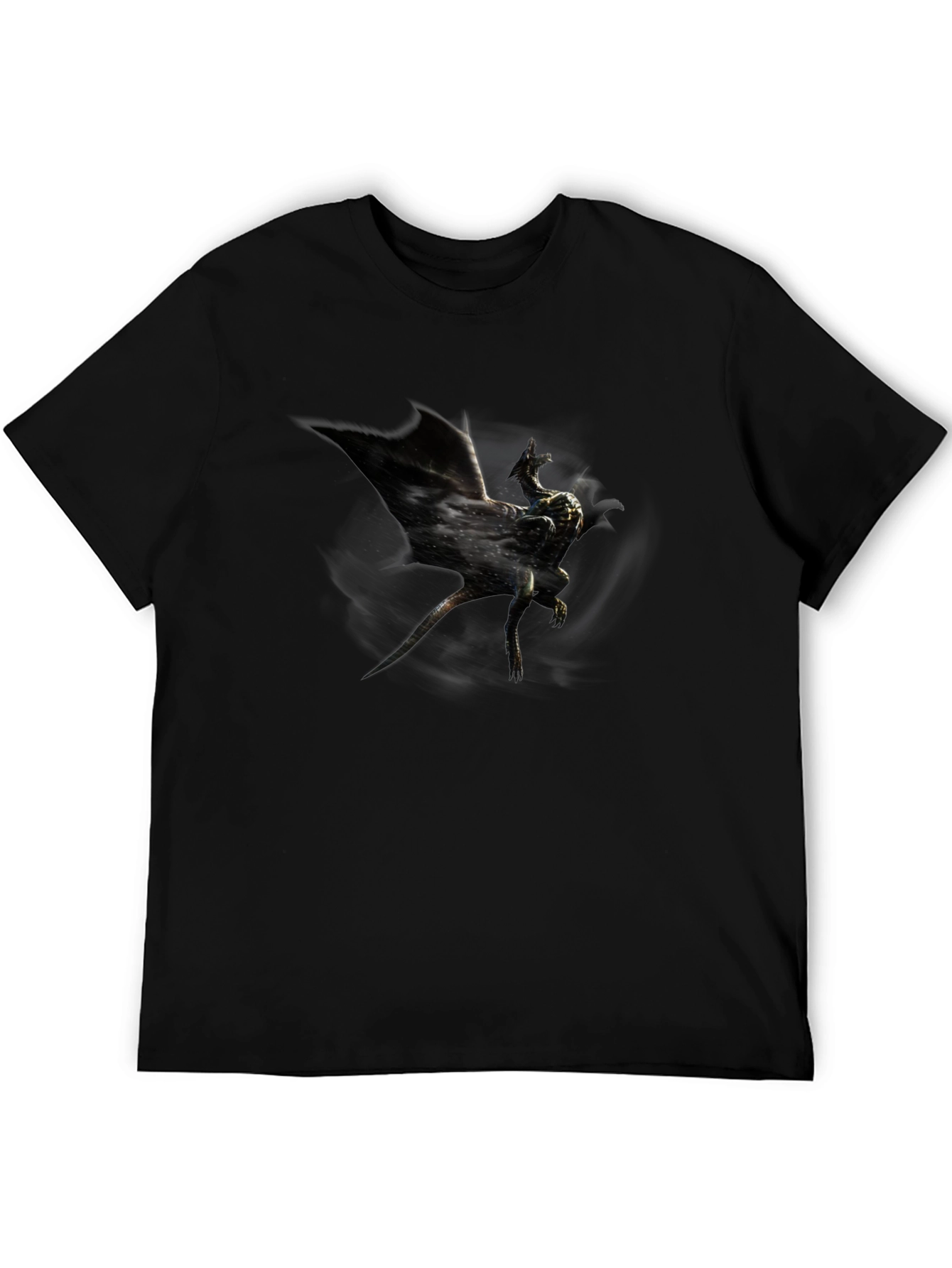 Mens Black Graphic Tee - Dragon Design