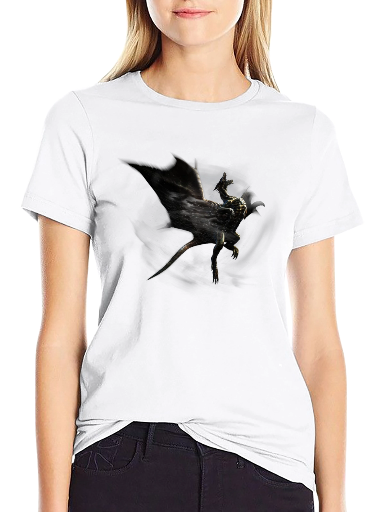 Mens Black Graphic Tee - Dragon Design