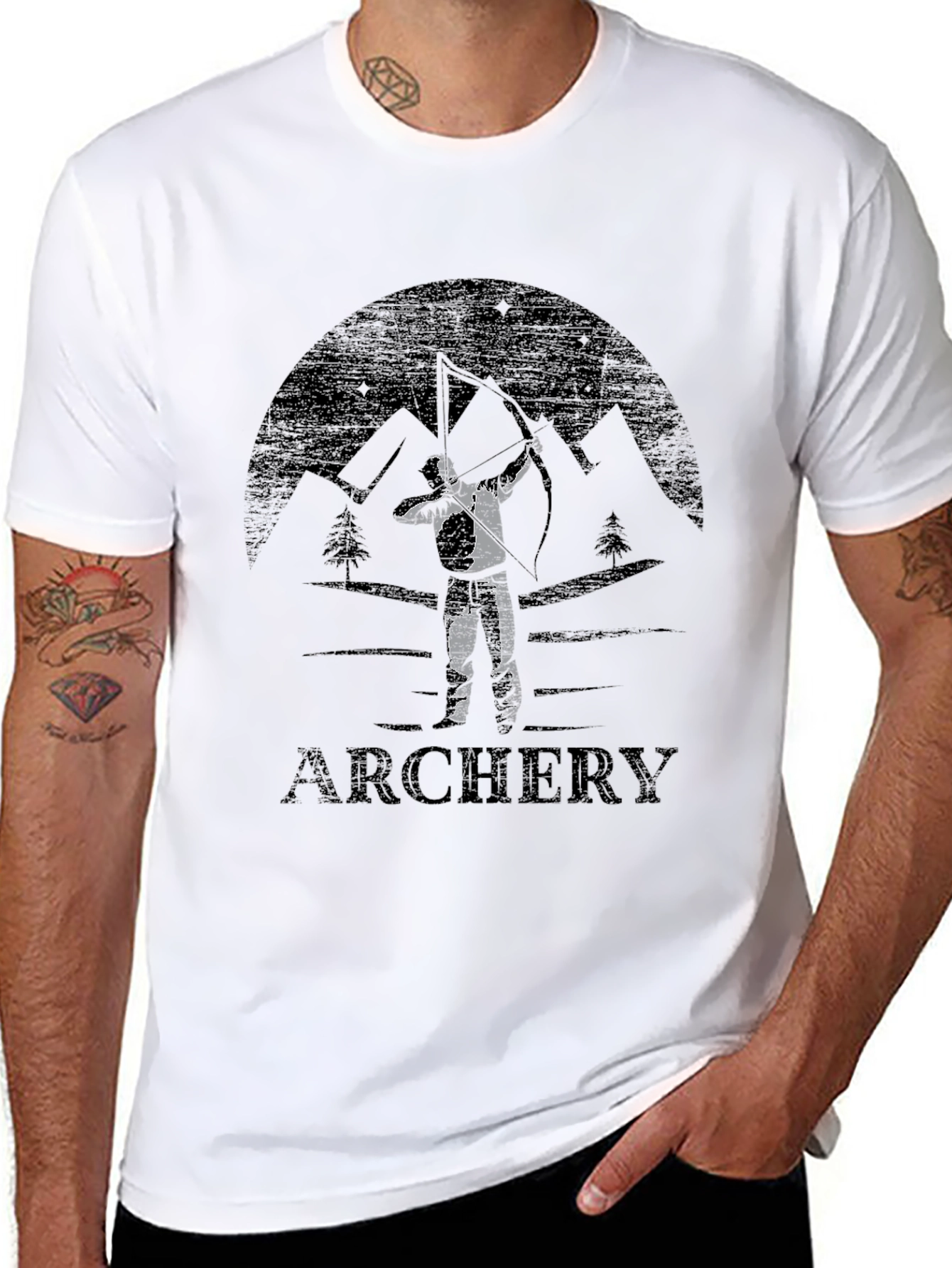 Archery Mountain Scene Graphic T-Shirt