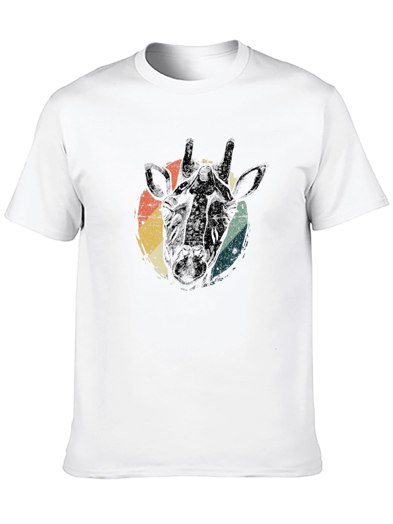 Retro Giraffe Head Graphic Tee - Black