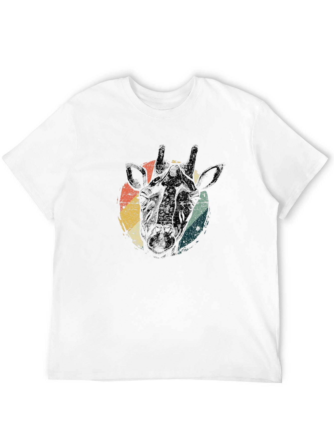 Retro Giraffe Head Graphic Tee - Black