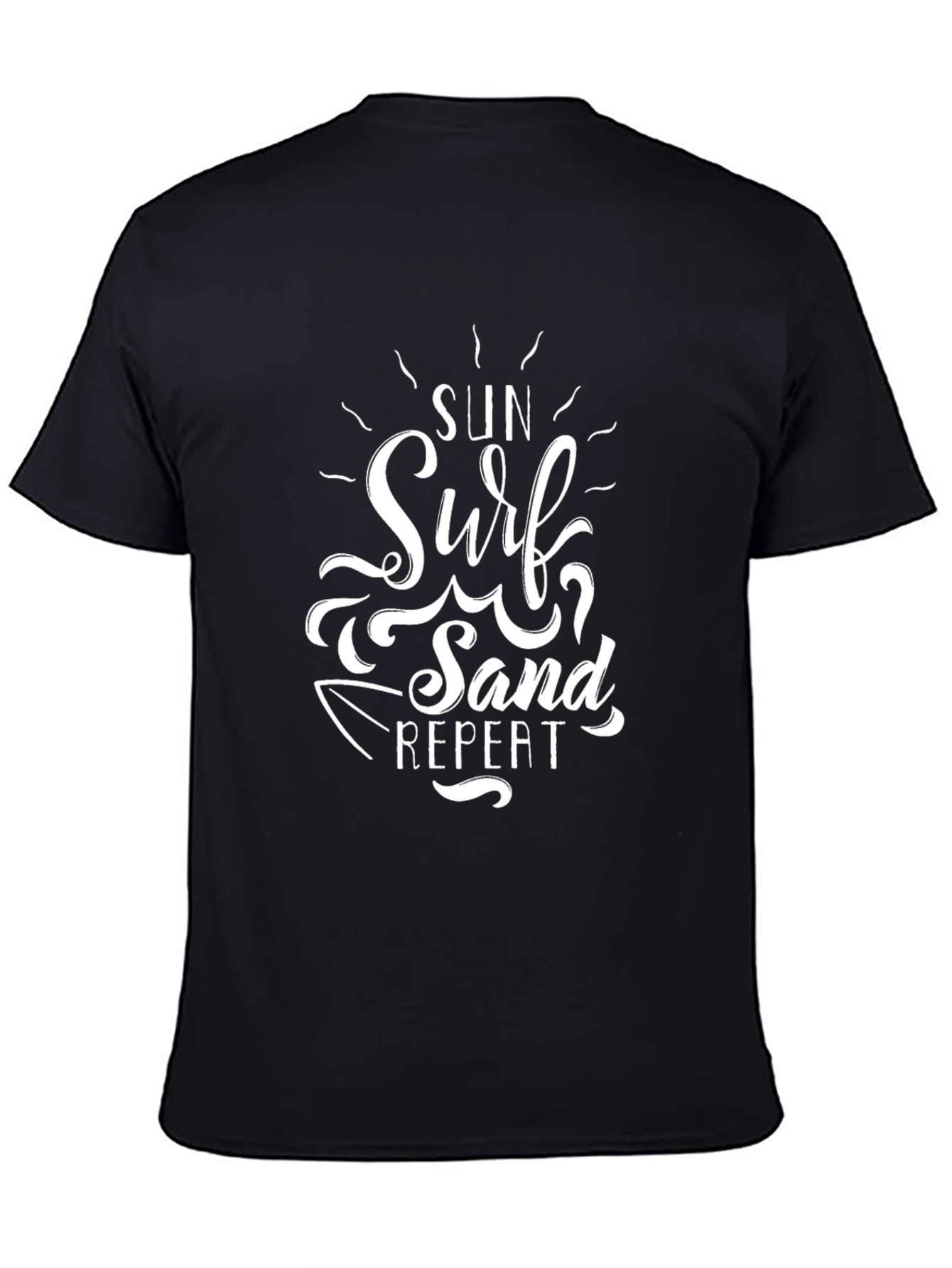 Sun Surf Sand Repeat Black T-Shirt