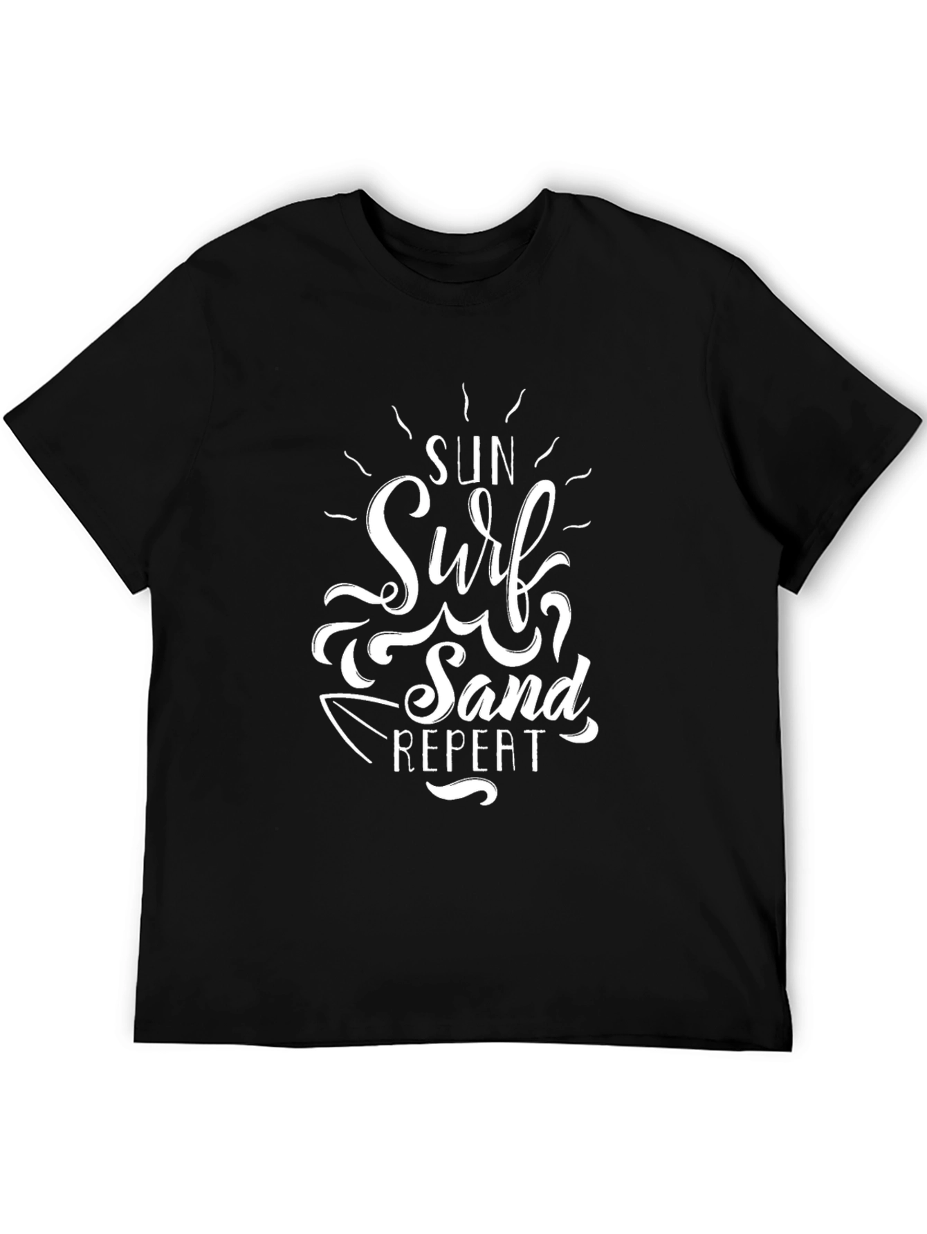 Sun Surf Sand Repeat Black T-Shirt