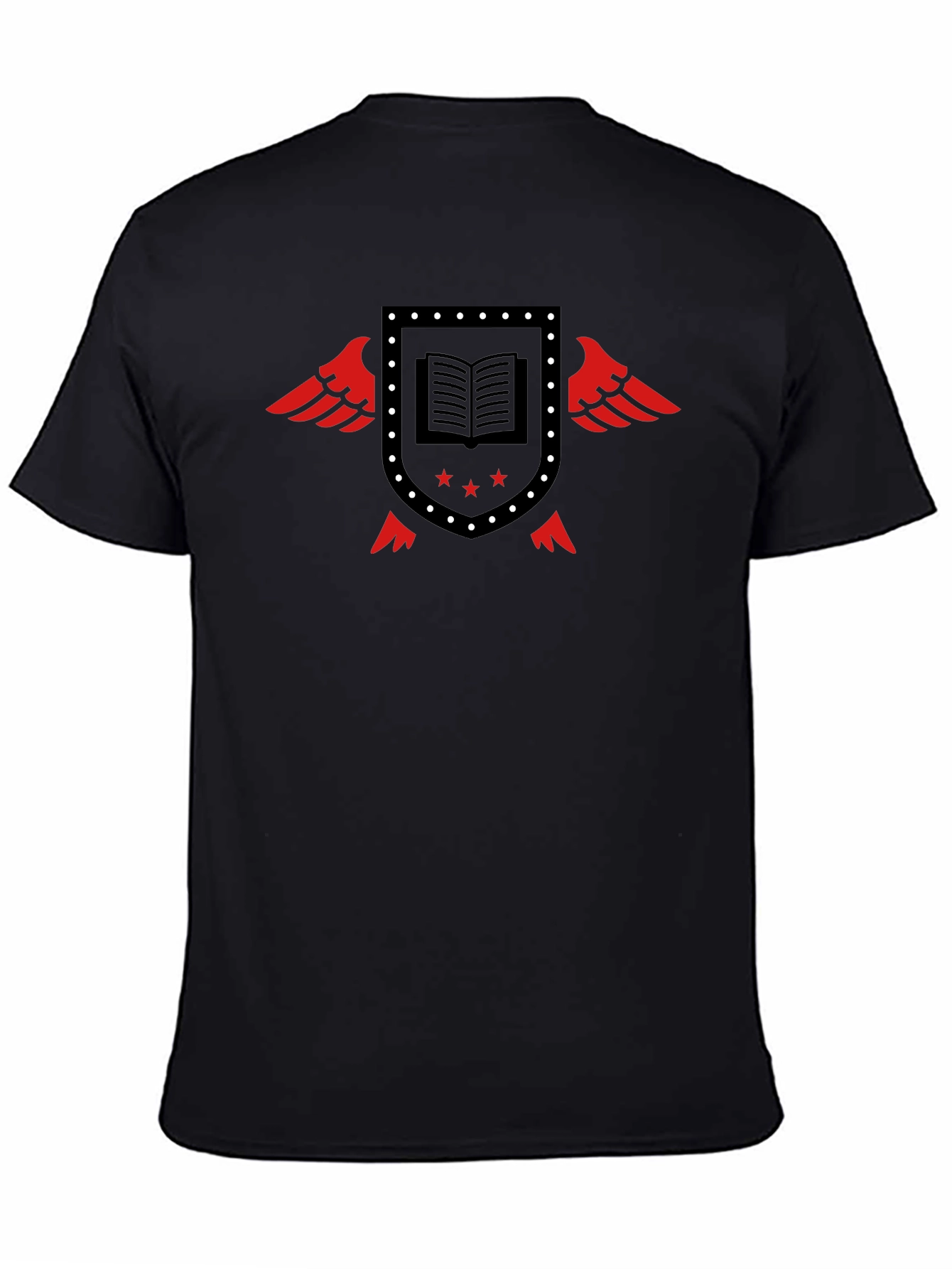 Winged Book Shield Black T-Shirt