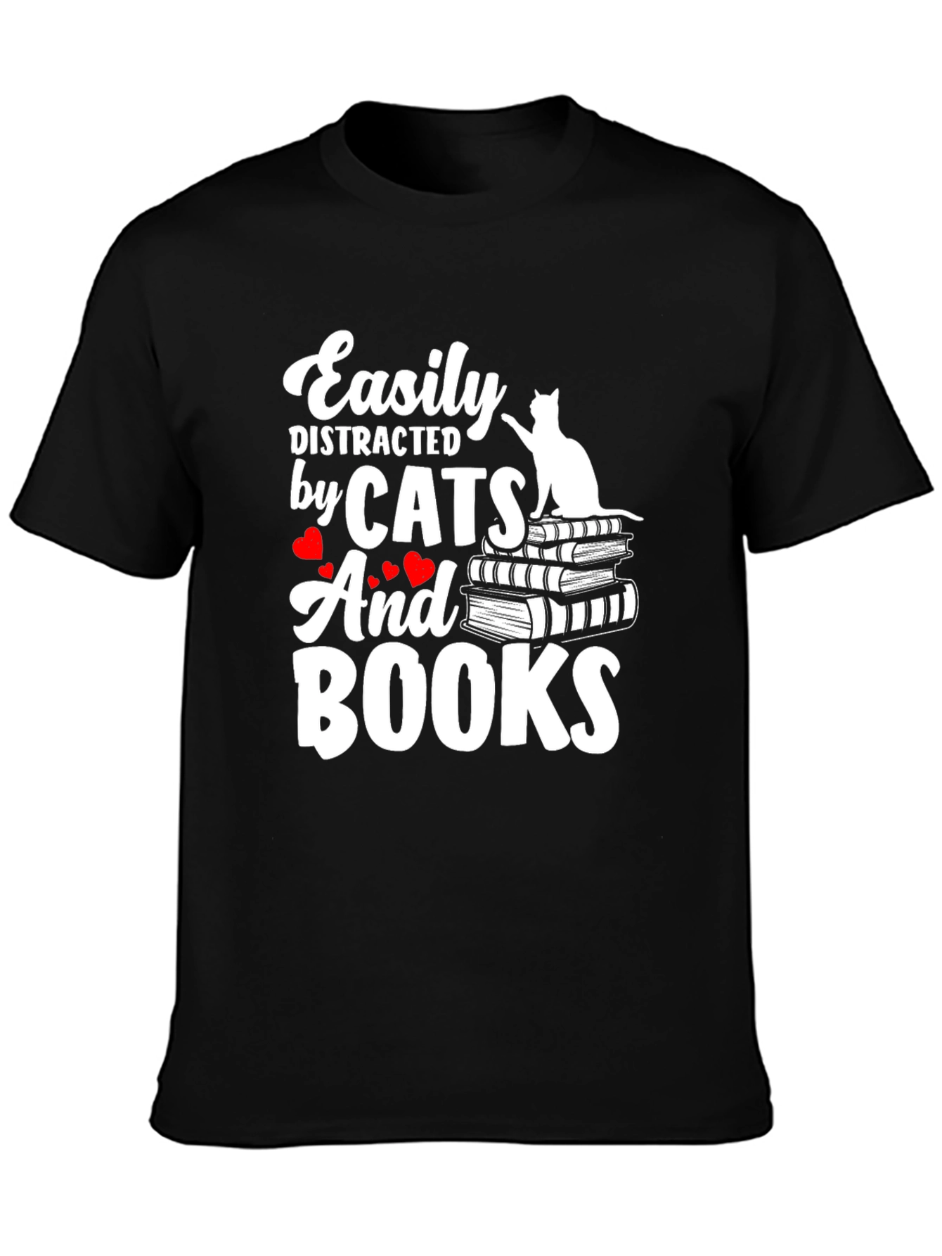 Easily Distracted By Cats and Books T-Shirt