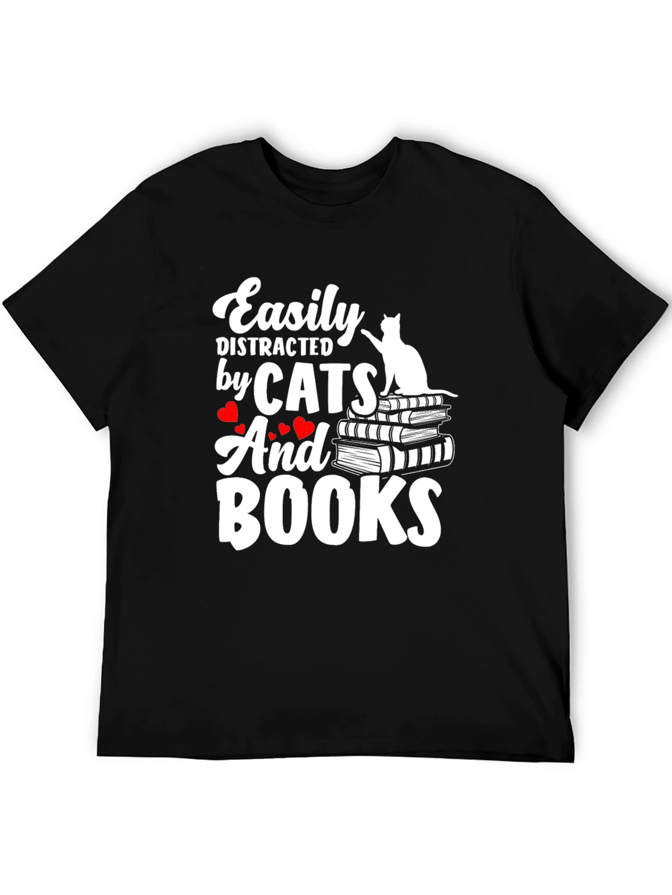 Easily Distracted By Cats and Books T-Shirt