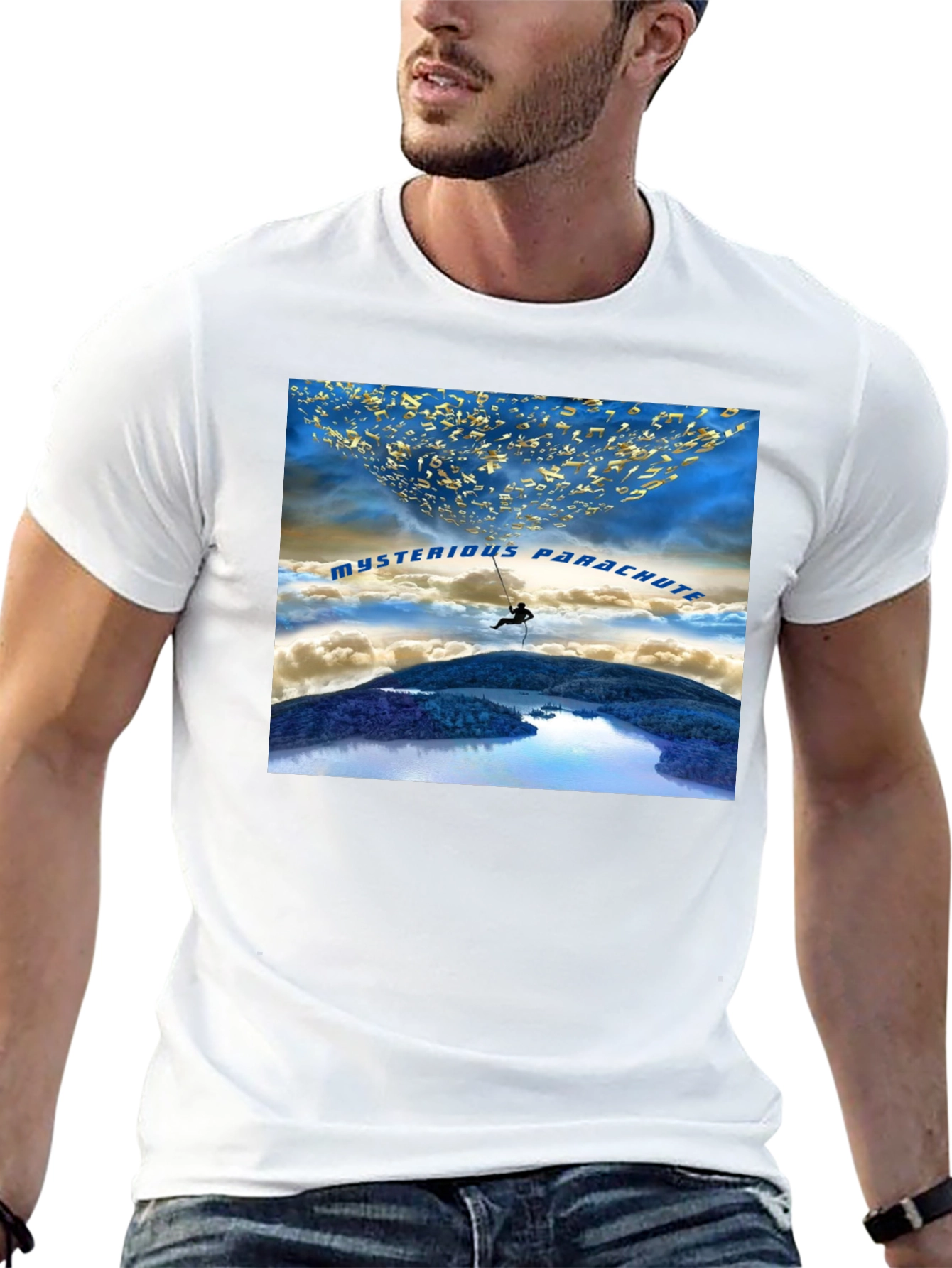 Mysterious Parachute Graphic Tee - Black Casual Shirt