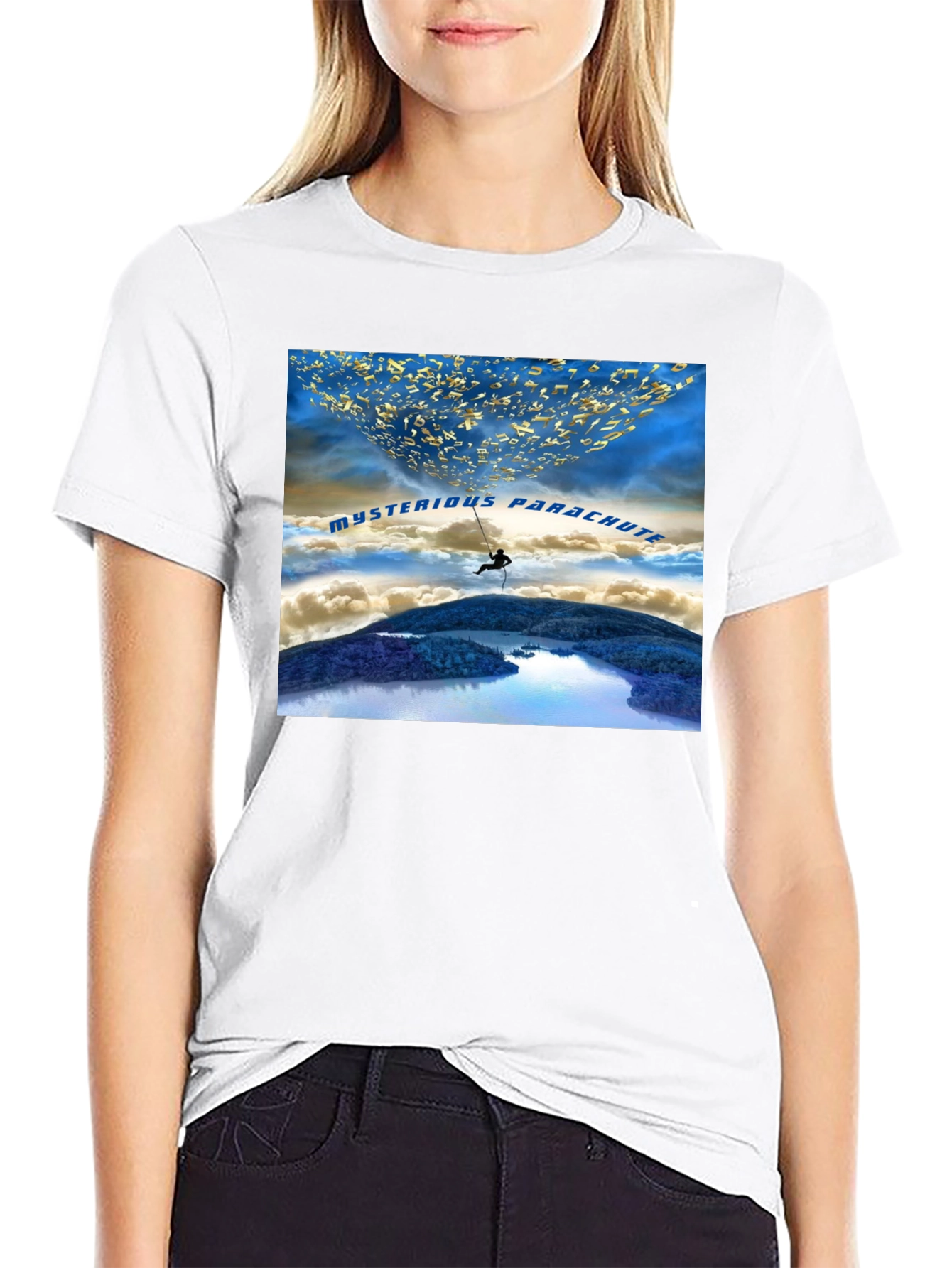 Mysterious Parachute Graphic Tee - Black Casual Shirt
