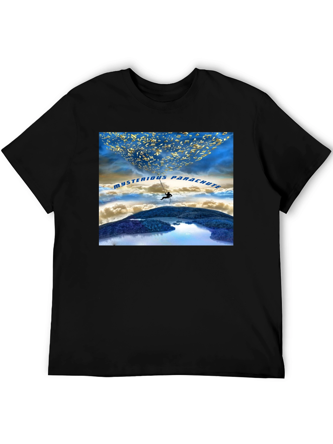 Mysterious Parachute Graphic Tee - Black Casual Shirt