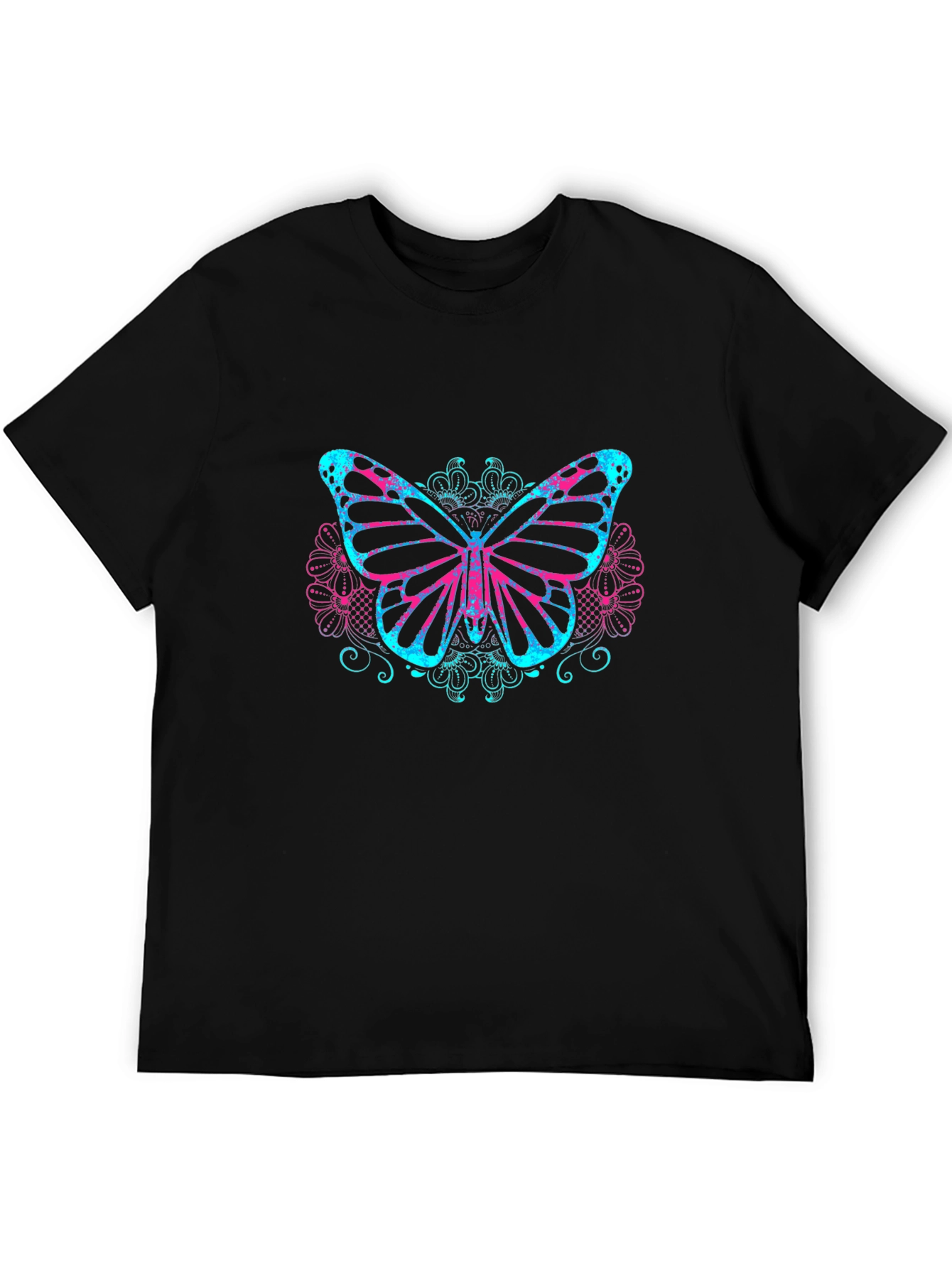 Butterfly Graphic Print Black T-Shirt
