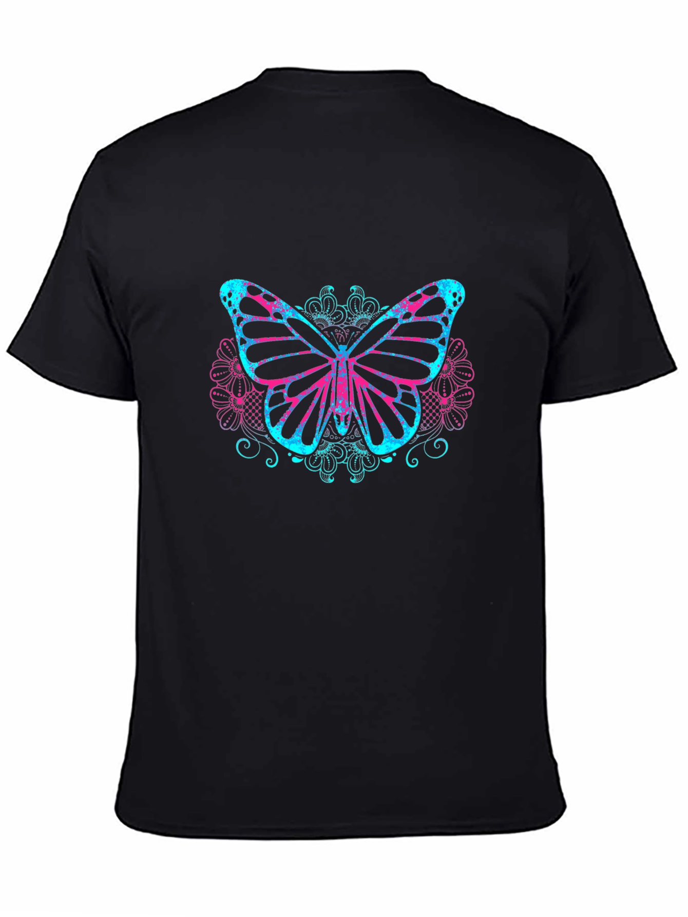 Butterfly Graphic Print Black T-Shirt