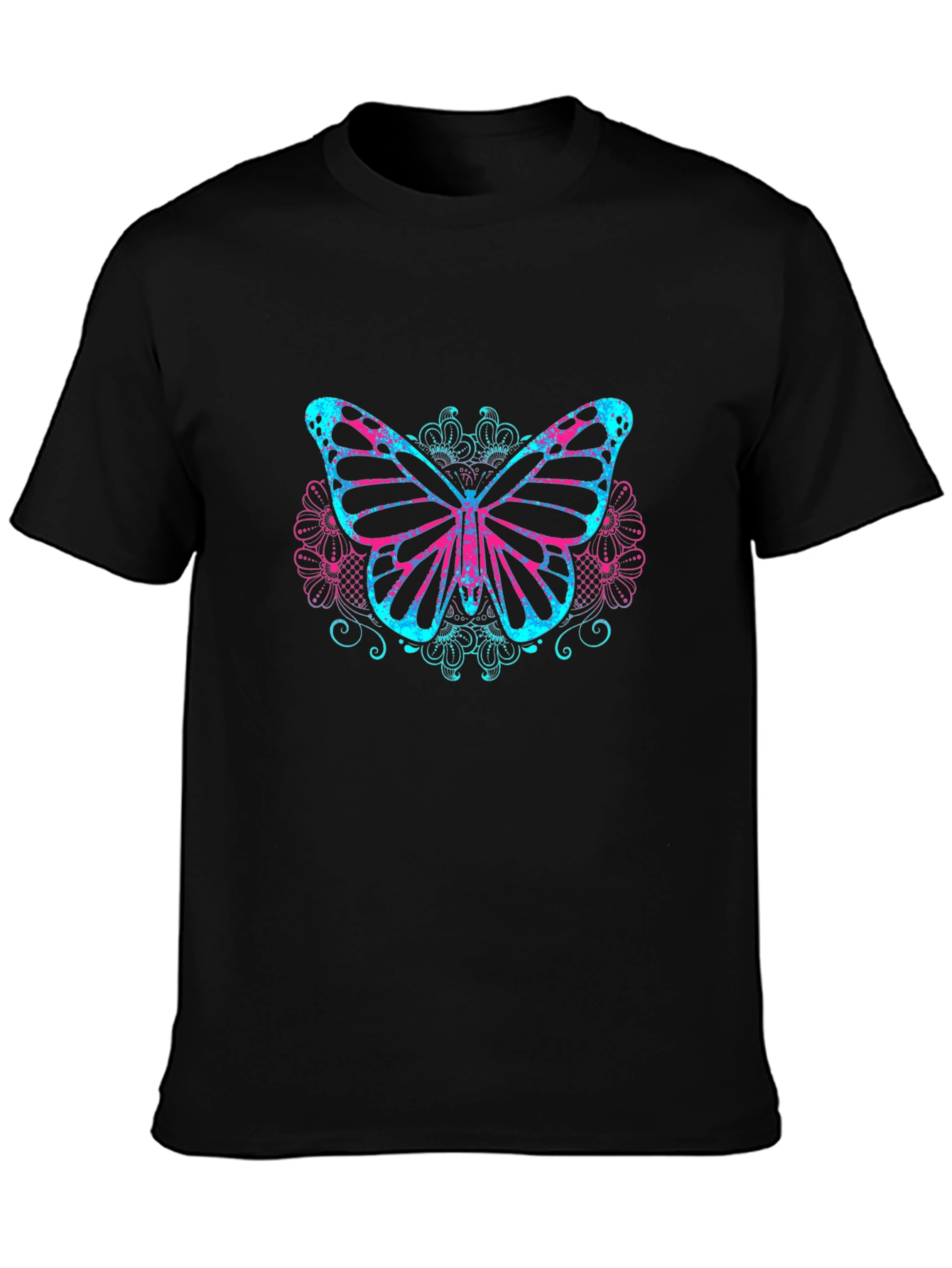 Butterfly Graphic Print Black T-Shirt