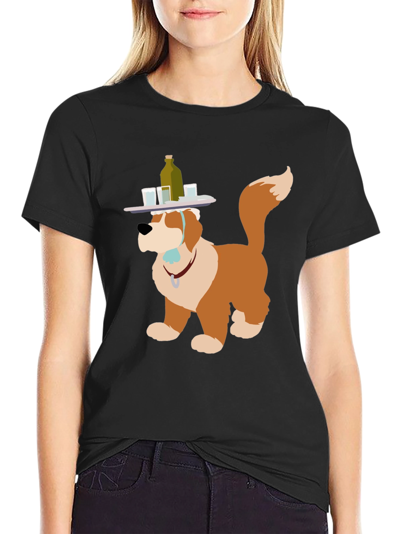 Saint Bernard Bartender T-Shirt - Cute Dog Design