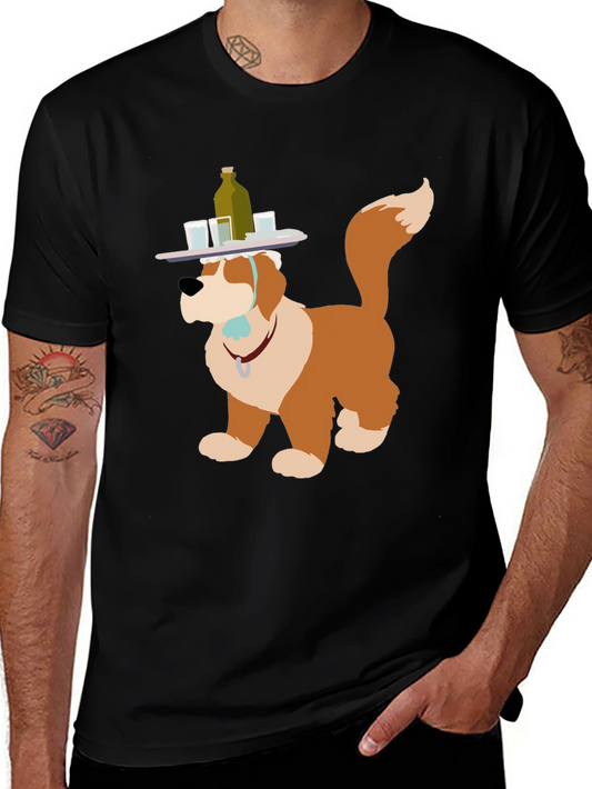 Saint Bernard Bartender T-Shirt - Cute Dog Design