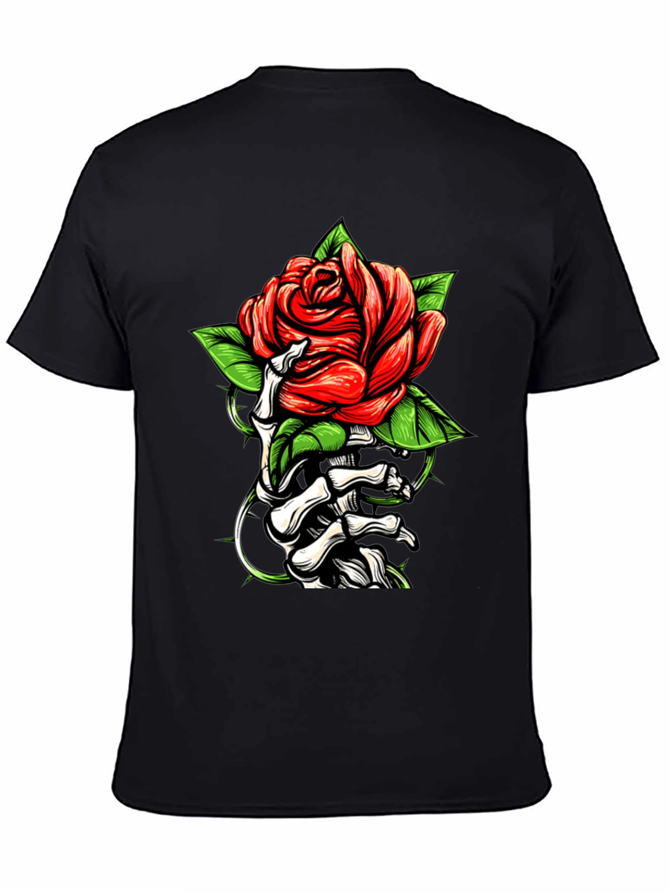 Rose & Bones Graphic Tee - Black Casual Shirt