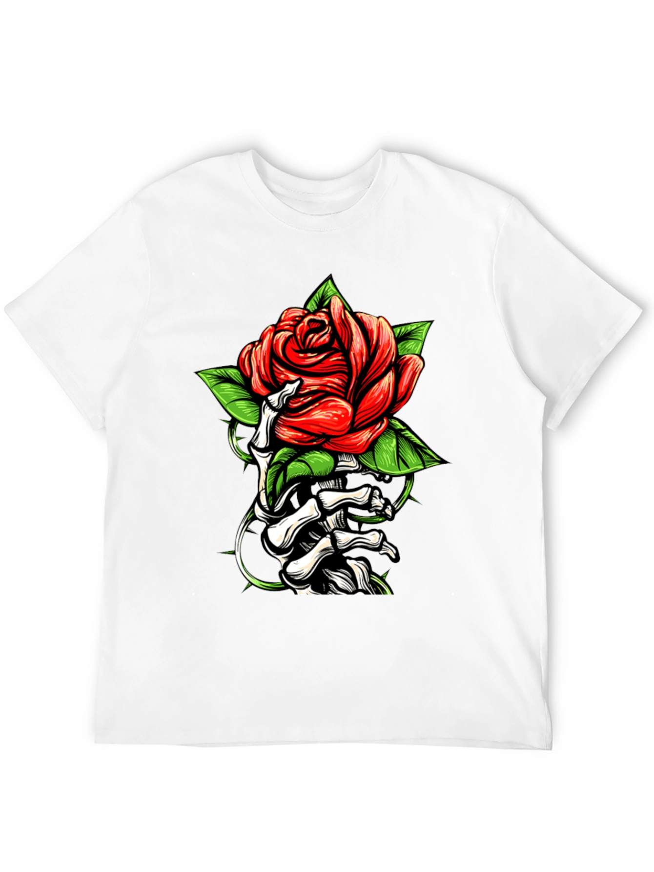 Rose & Bones Graphic Tee - Black Casual Shirt