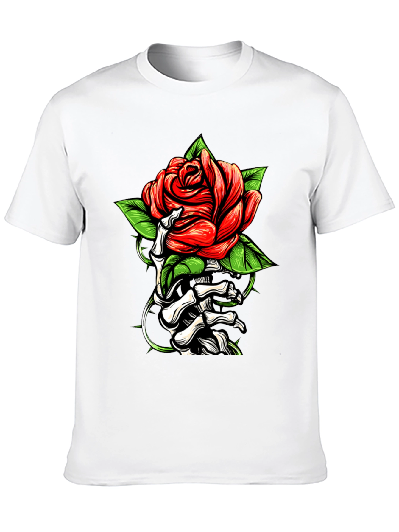 Rose & Bones Graphic Tee - Black Casual Shirt