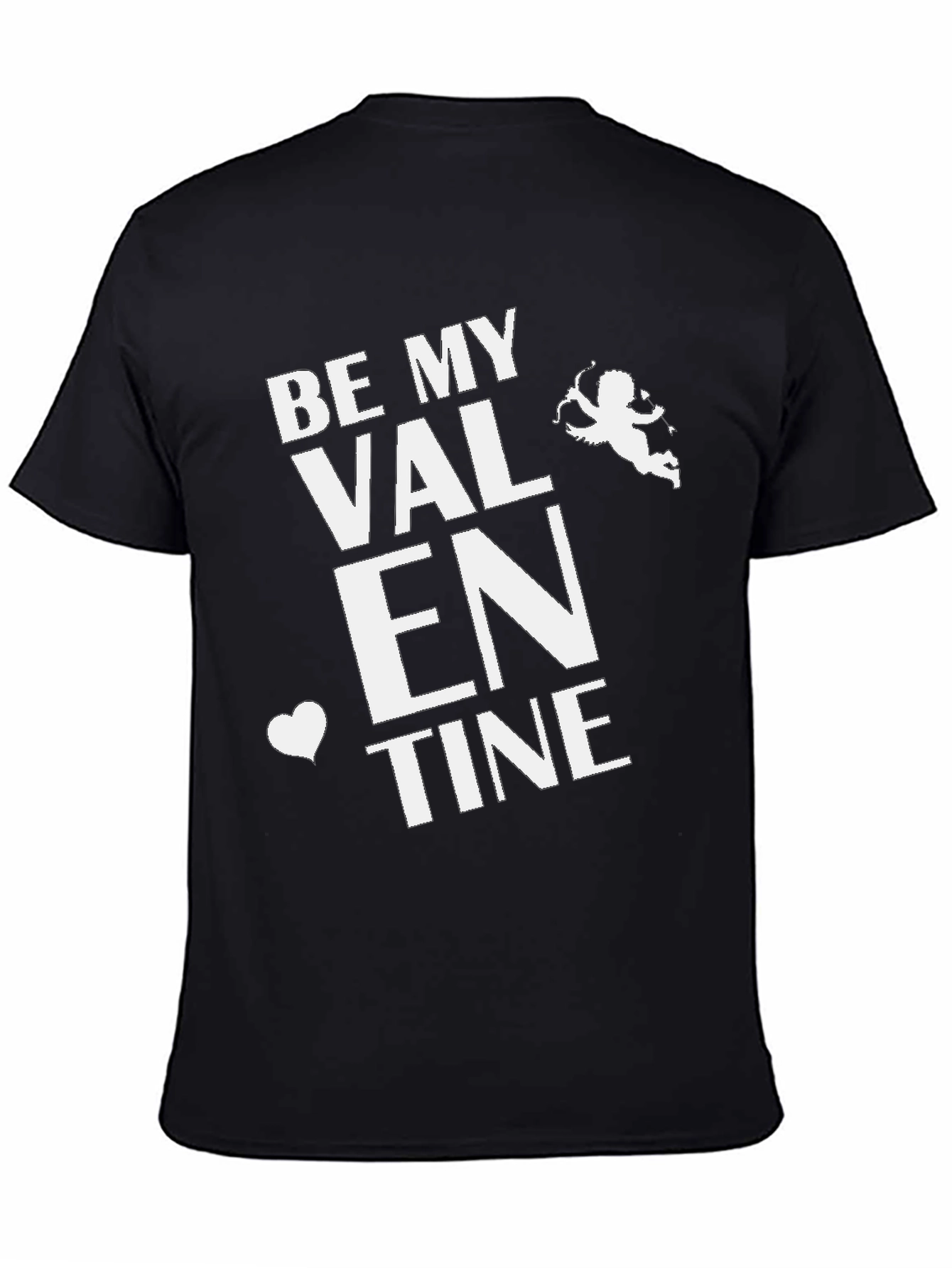Be My Valentine Black T-Shirt Cupid Design